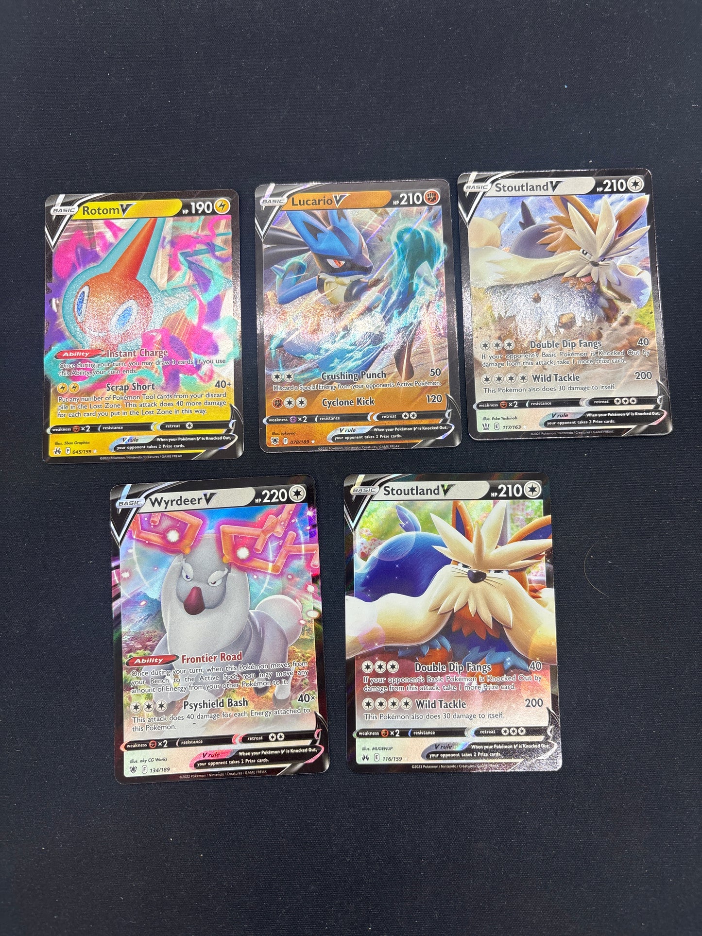 Auction Lot 90: Pokemon Cards Lot of 5 Assorted V Full Arts Conditions Vary