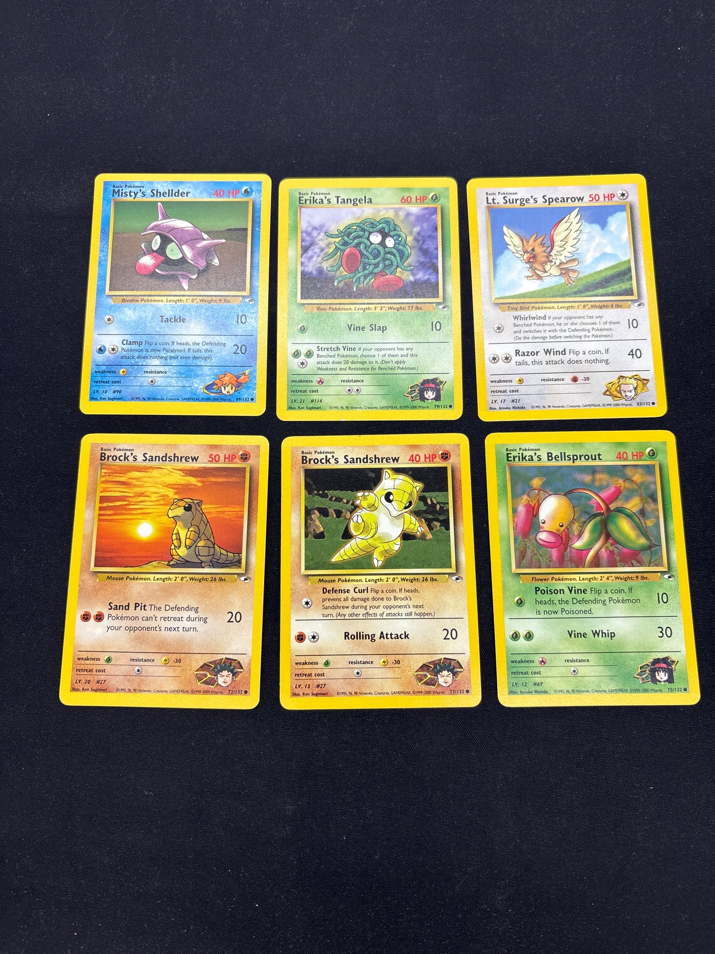 Auction Lot 51: Pokemon Cards Lot of 6 WOTC Gym Heroes Commons Uncommons Conditions Vary
