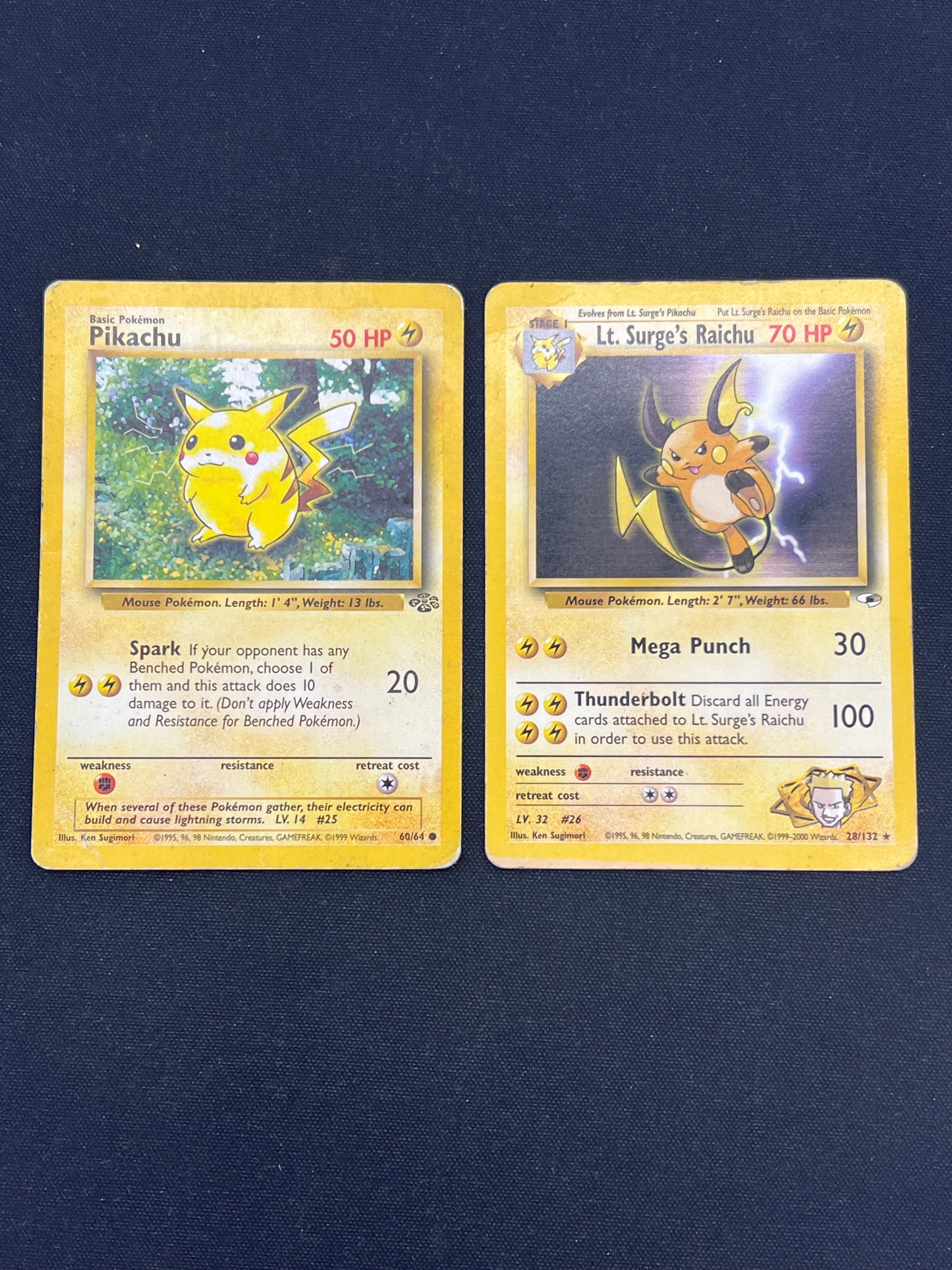 Auction Lot 287: Pokemon Cards Lot of 2 Raichu Gym Heroes & Pikachu Jungle Conditions Vary