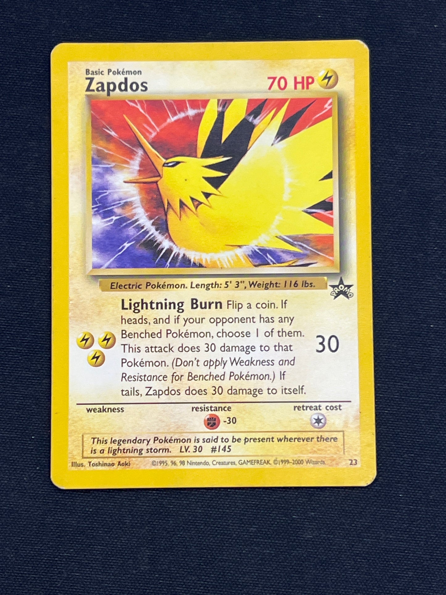Auction Lot 403: Pokemon Cards Zapdos WOTC Promo Condition Vary