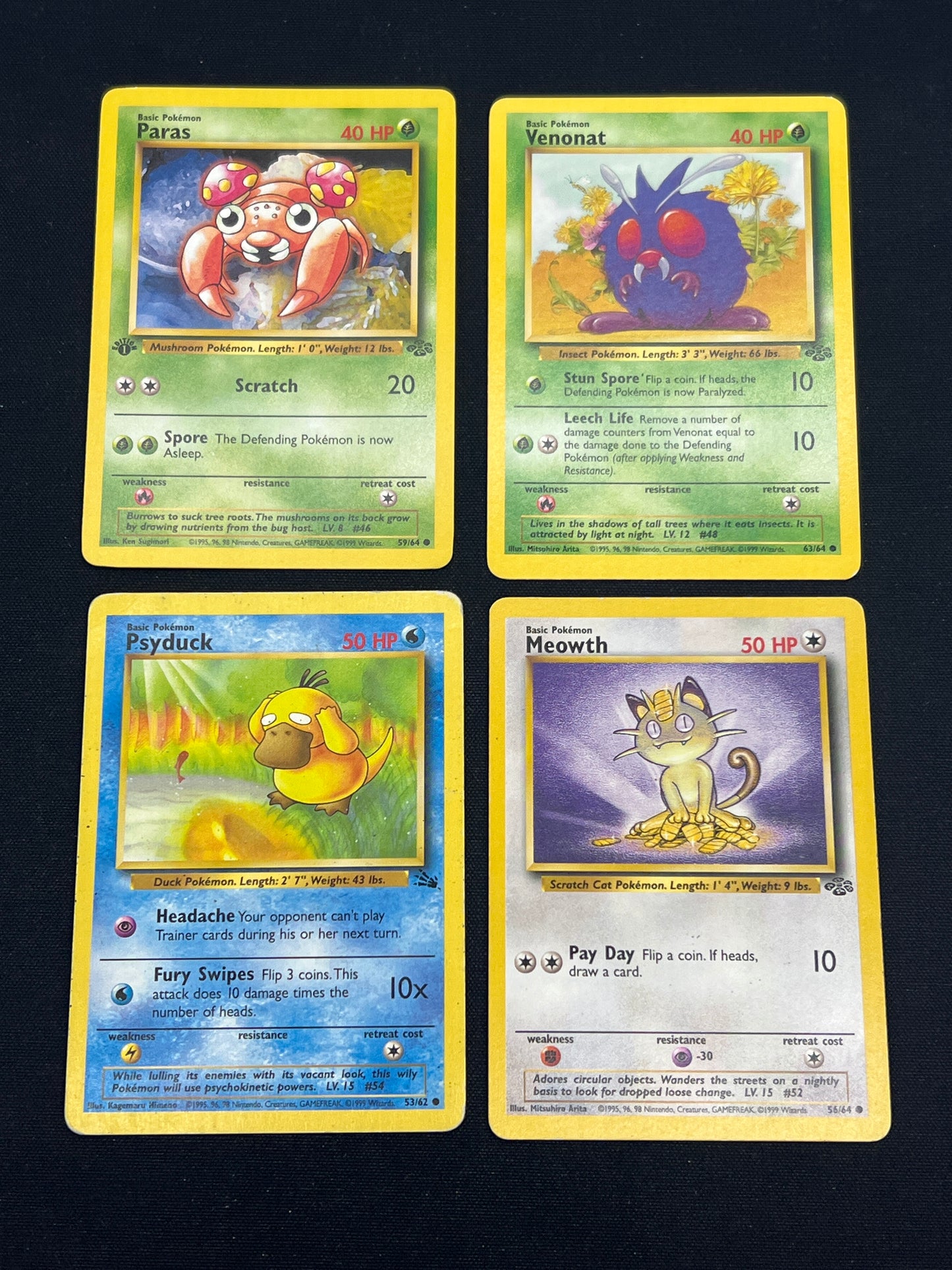 Auction Lot 311: Pokemon Cards Lot of 4 Common Uncommon WOTC Jungle and Fossil Conditions Vary