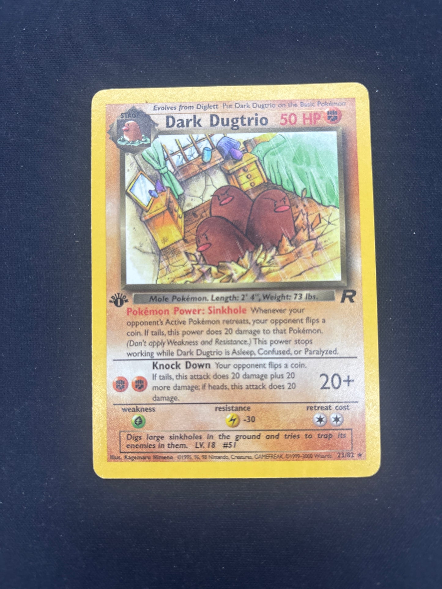 Auction Lot 13: Pokemon Card Dark Dugtrio 1st Edition Rocket Conditions Vary