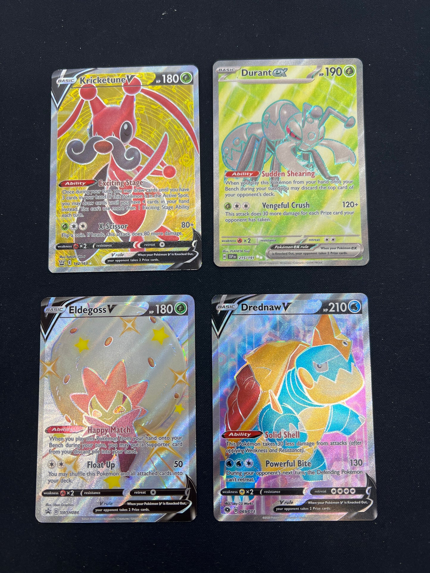 Auction Lot 144: Pokemon Cards Assorted Lot of 4 Ultra Rare EX & V Full Arts Conditions Vary