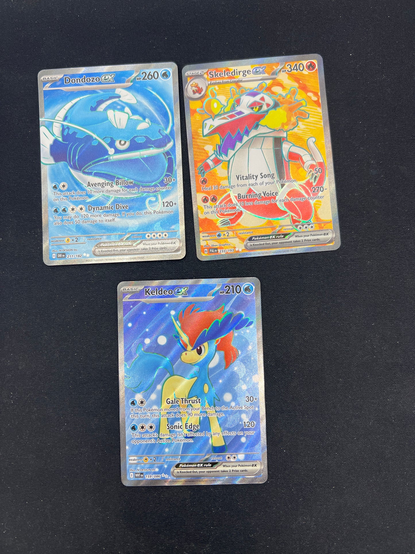 Auction Lot 196: Pokemon Cards Lot of 3 Assorted Full Art EX SV Conditions Vary