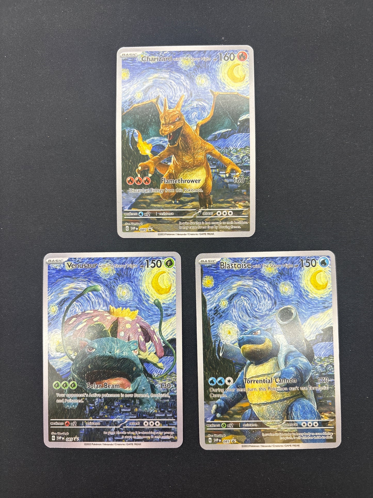 Auction Lot 326: Pokemon Cards (CUSTOM) Lot of 3 Charizard Venusaur Blastoise Van Gogh Conditions Vary