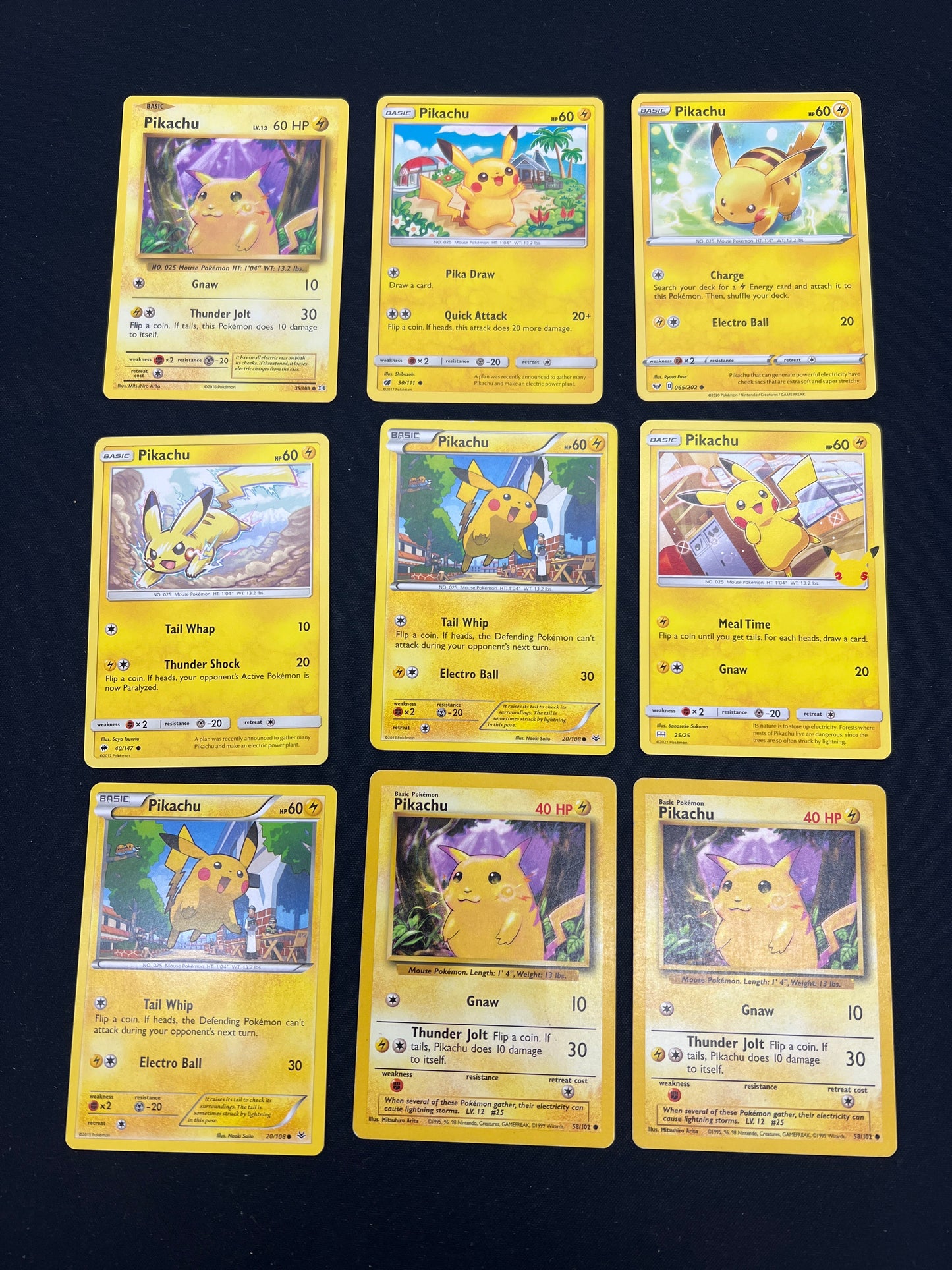 Auction Lot 8: Pokemon Cards Assorted Lot of 9 Pikachu's Conditions Vary