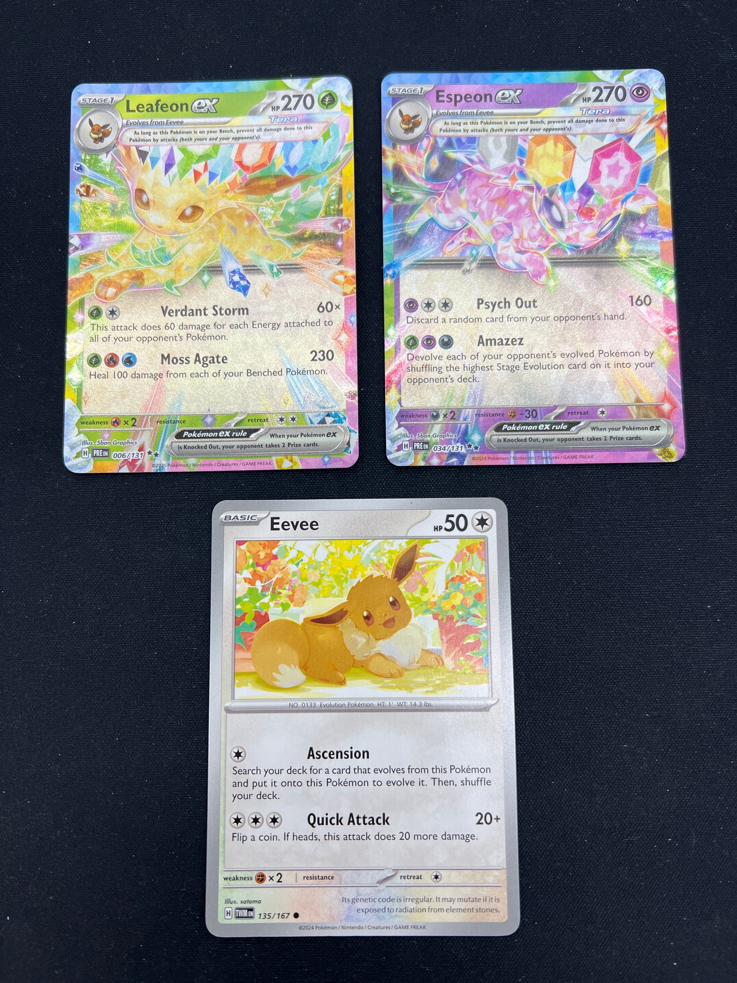 Auction Lot 337: Pokemon Cards Lot of 3 Assorted Eeveelutions EX Prismatic Evolutions Conditions Vary