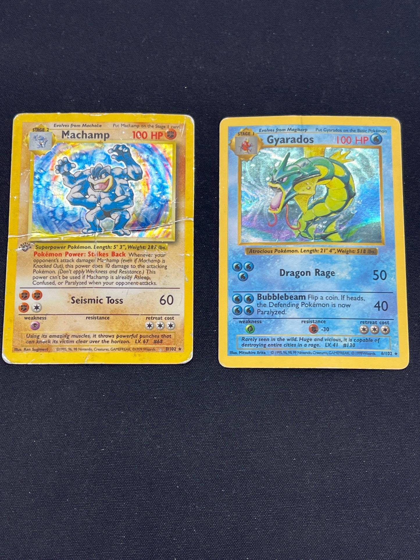Auction Lot 375: Pokemon Cards WOTC Base Set 1st Edition Machamp Holo Shadowless Gyarados Holos Condition Vary