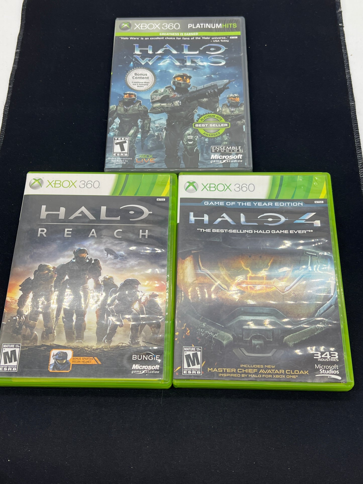 Auction Lot 216: XBOX 360 Video Game Lot of 3 Halo Reach Wars Halo 4 CIB