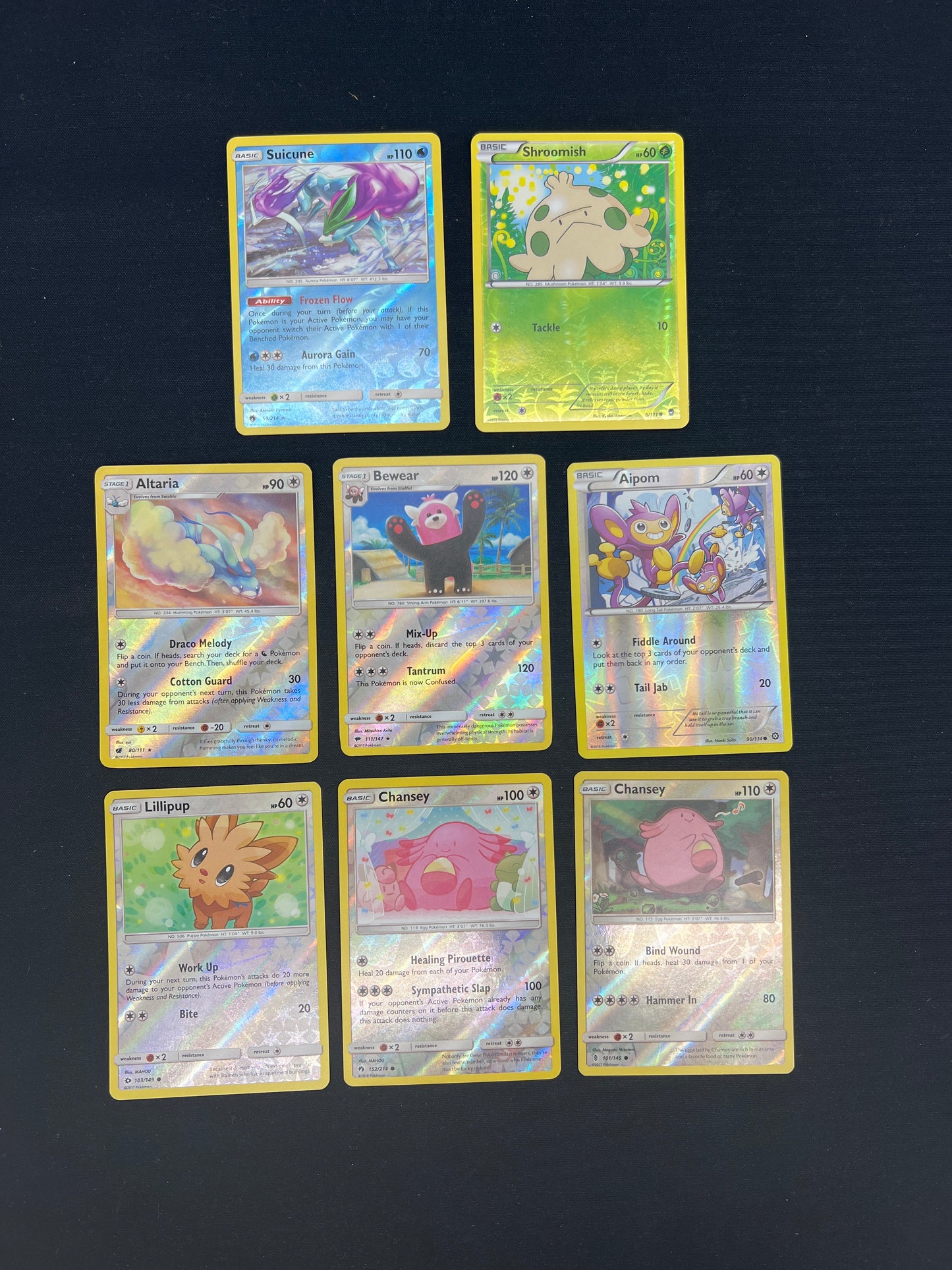 Auction Lot 244: Pokemon Cards Lot of 8 Assorted Reverse Holos and Rares XY and SM Era Conditions Vary