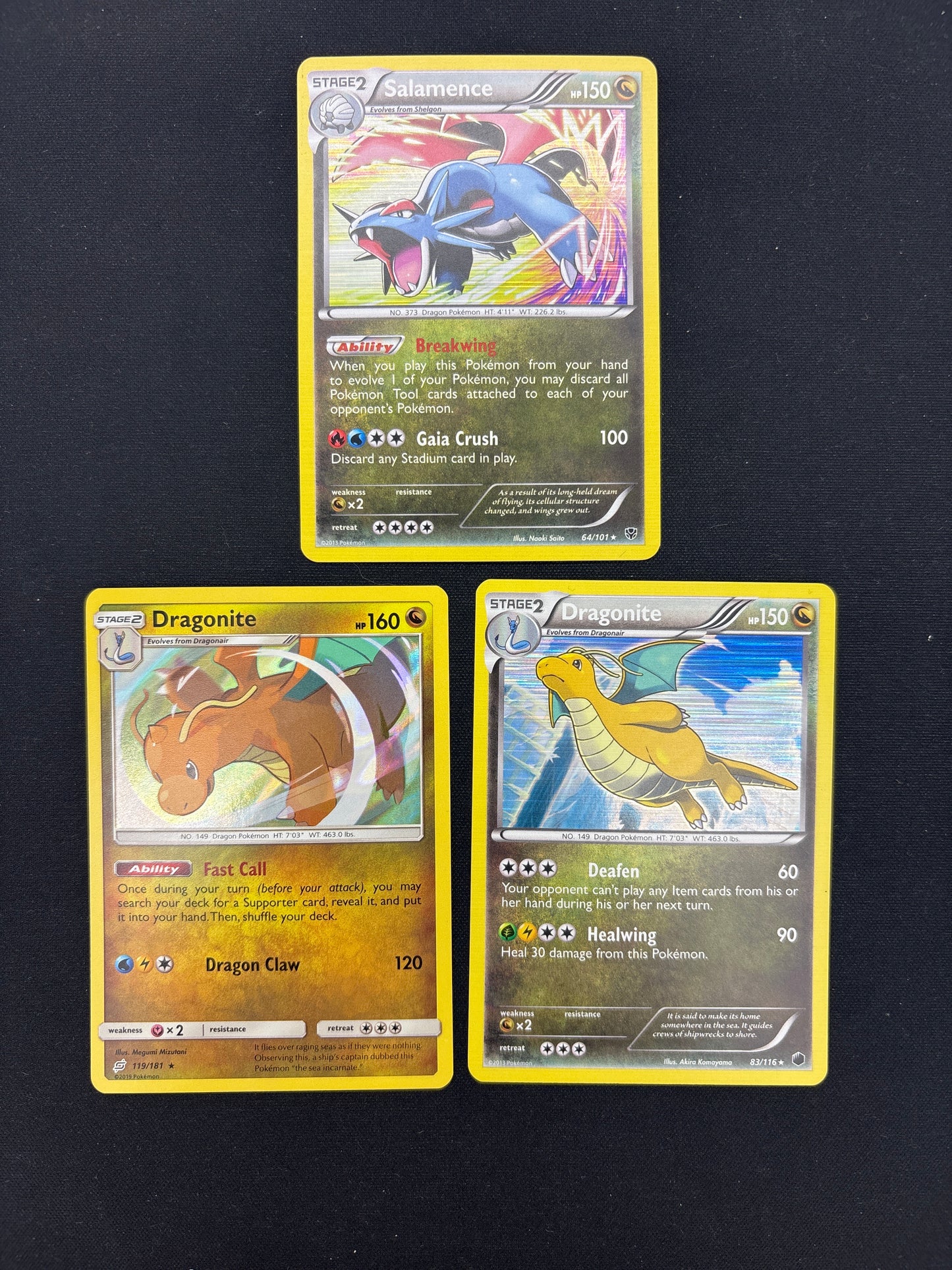 Auction Lot 60: Pokemon Cards Lot of 3 Dragonite & Salamence Conditions Vary