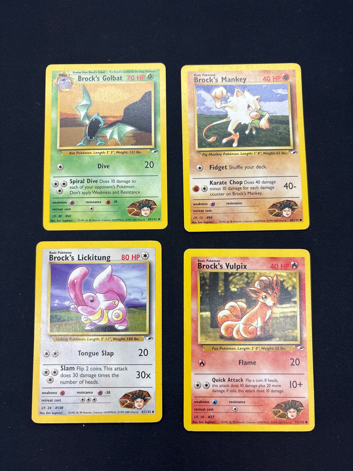 Auction Lot 250: Pokemon Cards Lot of 4 Assorted Brock's Gym Heroes Conditions Vary