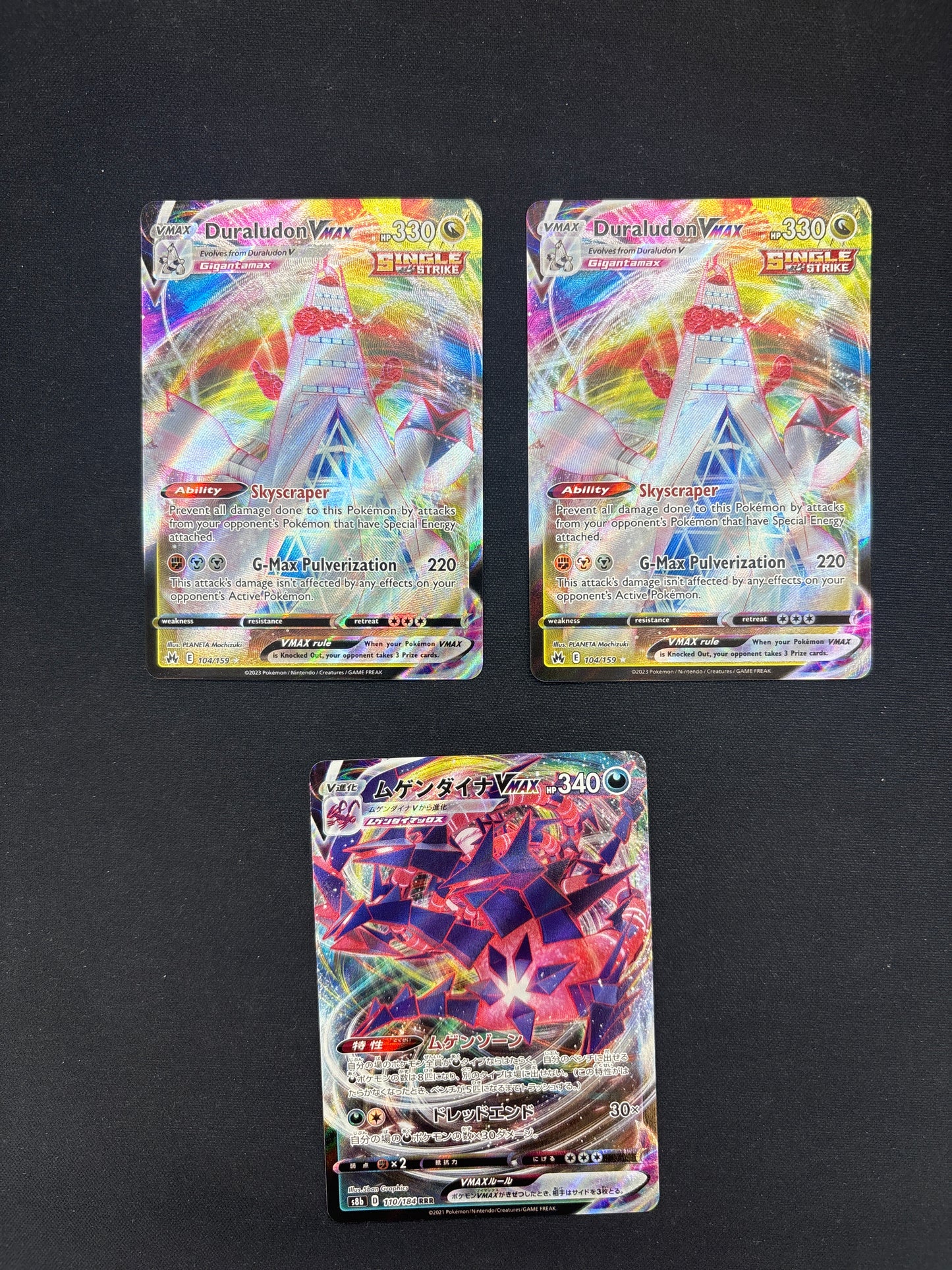 Auction Lot 263: Pokemon Cards Lot of 3 Assorted VMAX Ultra Rares SWSH Conditions Vary