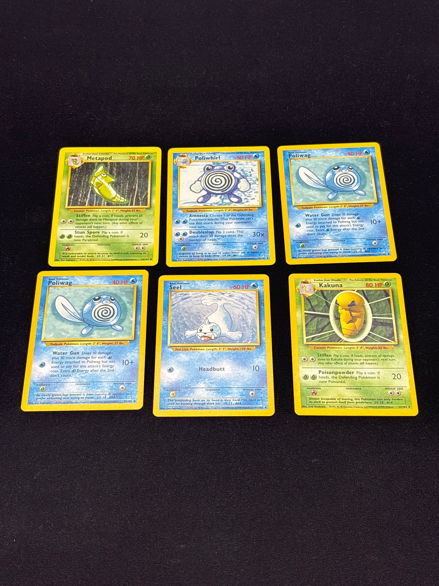Auction Lot 111: Pokemon Cards Lot of 6 Assorted Base Set Commons Uncommons Conditions Vary