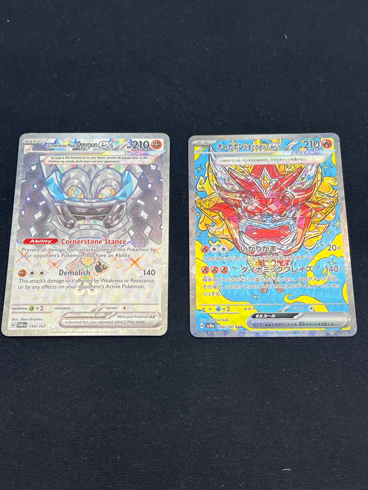 Auction Lot 123: Pokemon Cards Lot of 2 English & Japanese Ogerpon EX SAR and Full Art Conditions Vary