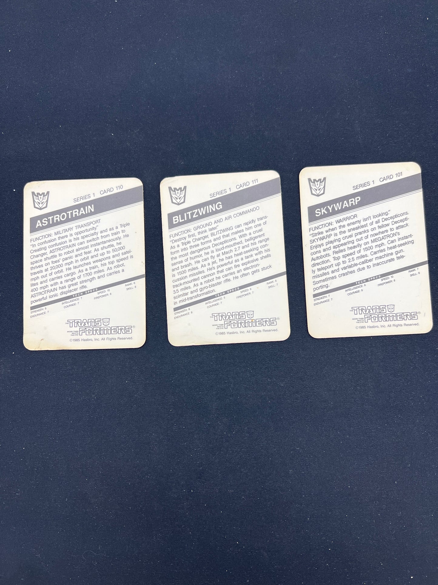 Auction Lot 282: Transformers Cards Lot of 3 Series 1 Conditions Vary