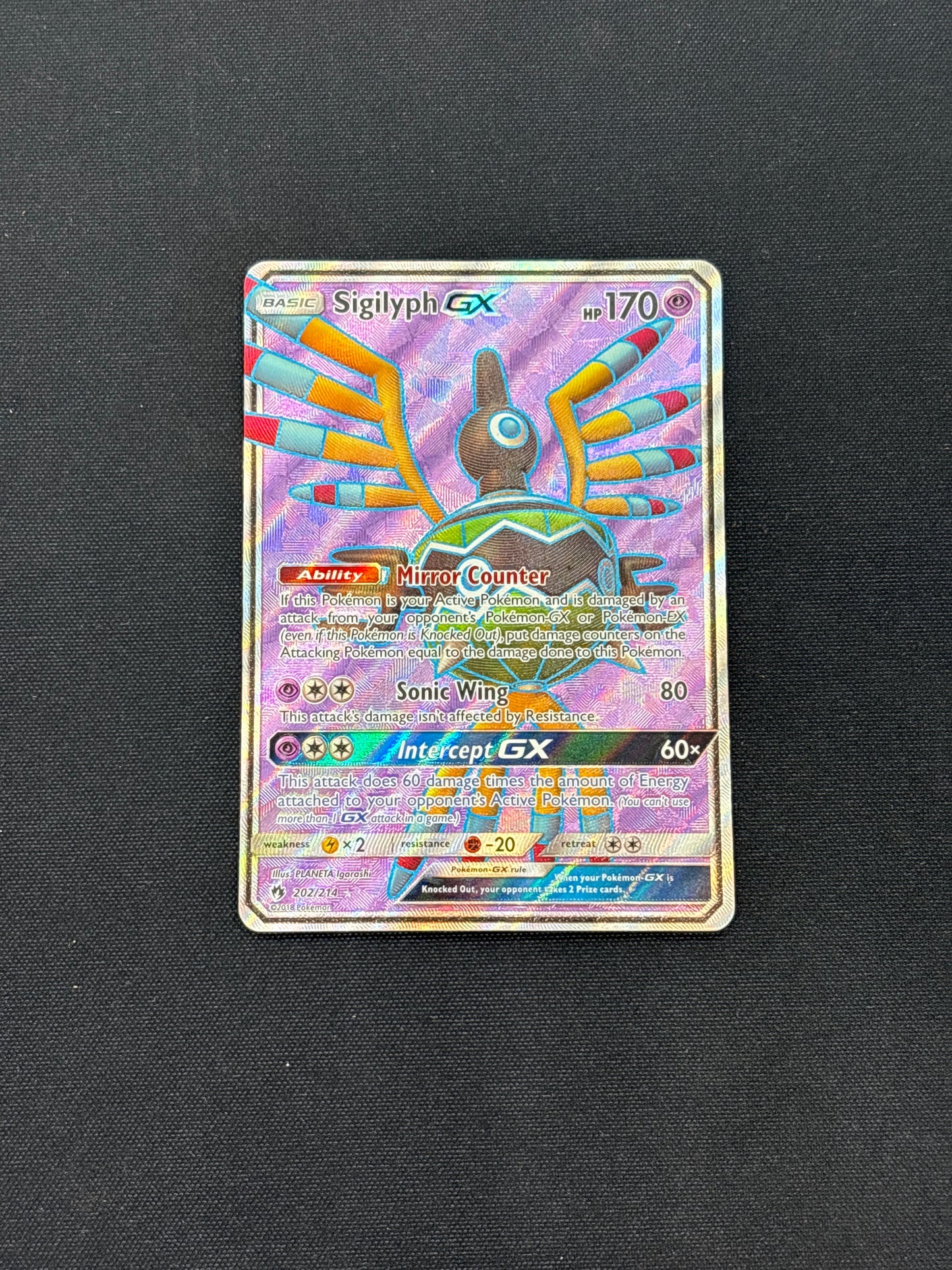 Auction Lot 180: Sigilyph GX Full Art Pokemon Card Conditions Vary