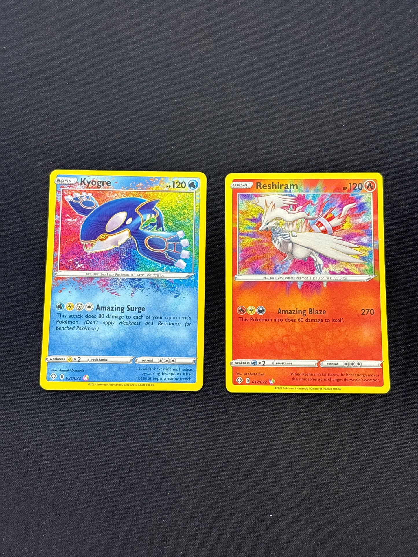 Auction Lot 172: Pokemon Card Lot of 2 Amazing Rare Kyogre Reshiram Conditions Vary