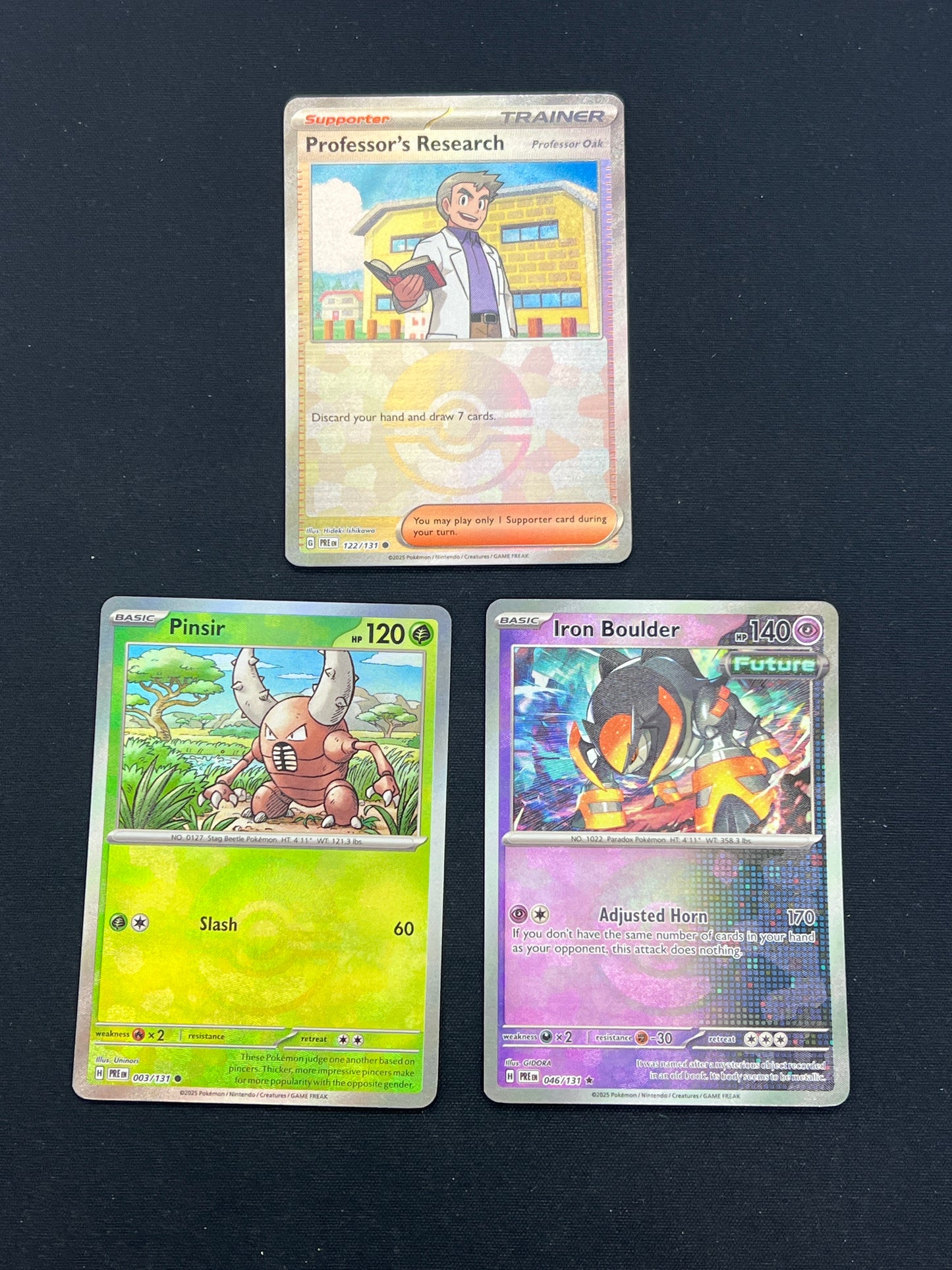 Auction Lot 334: Pokemon Cards Lot of 3 Assorted Pokeball Patter Prismatic Evolutions Conditions Vary