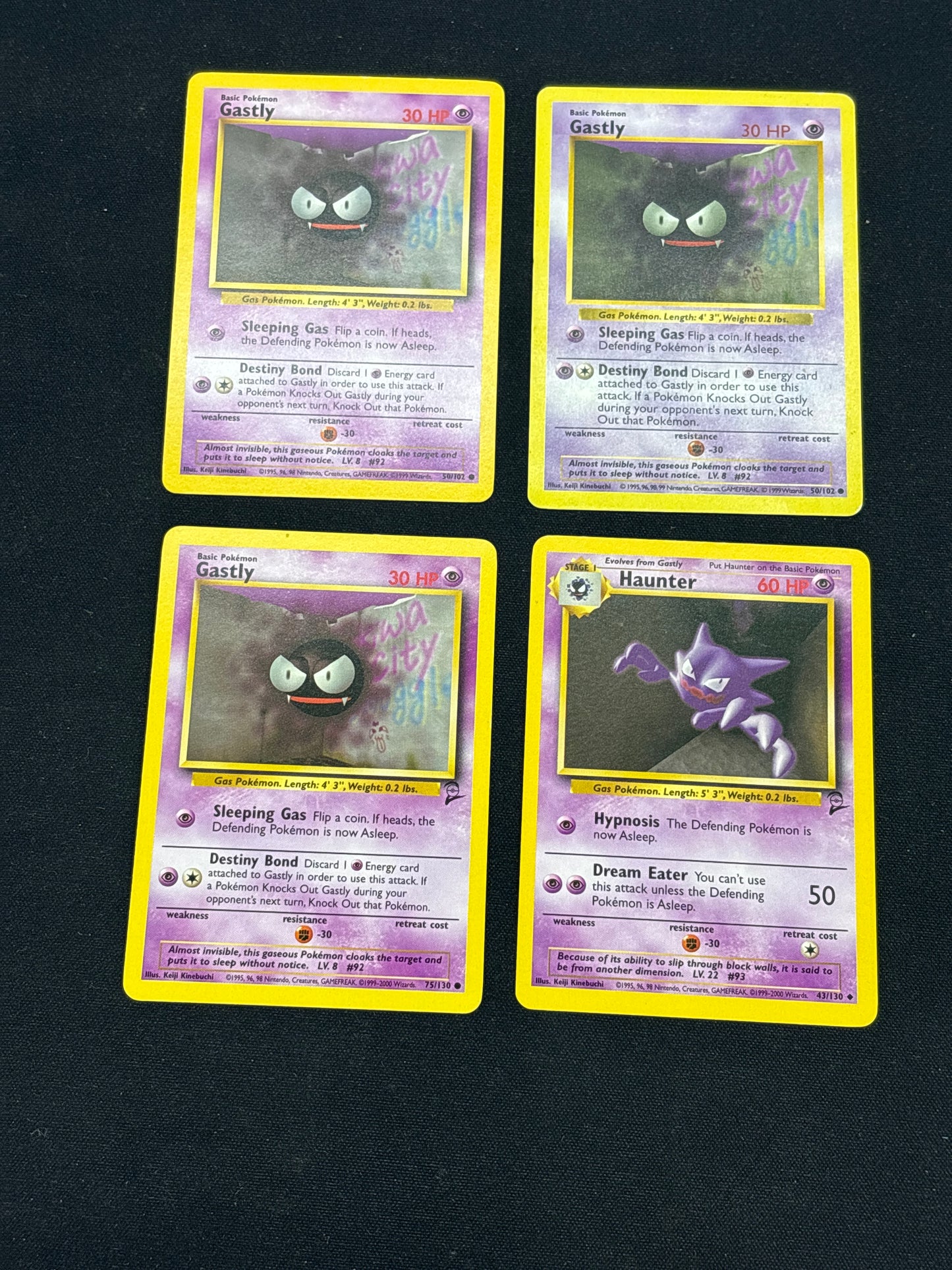 Auction Lot 47: Pokemon Cards Assorted Lot of Gastly Haunter WOTC Assorted Base Set 2 Shadowless Condition Vary