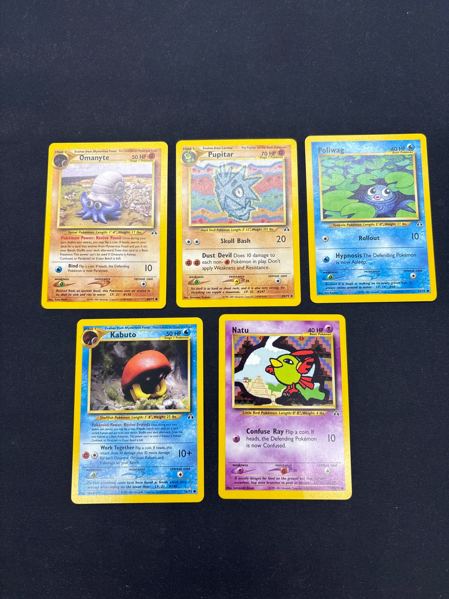 Auction Lot 54: Pokemon Cards Lot of 5 WOTC Neo Revelation Commons Uncommons Conditions Vary