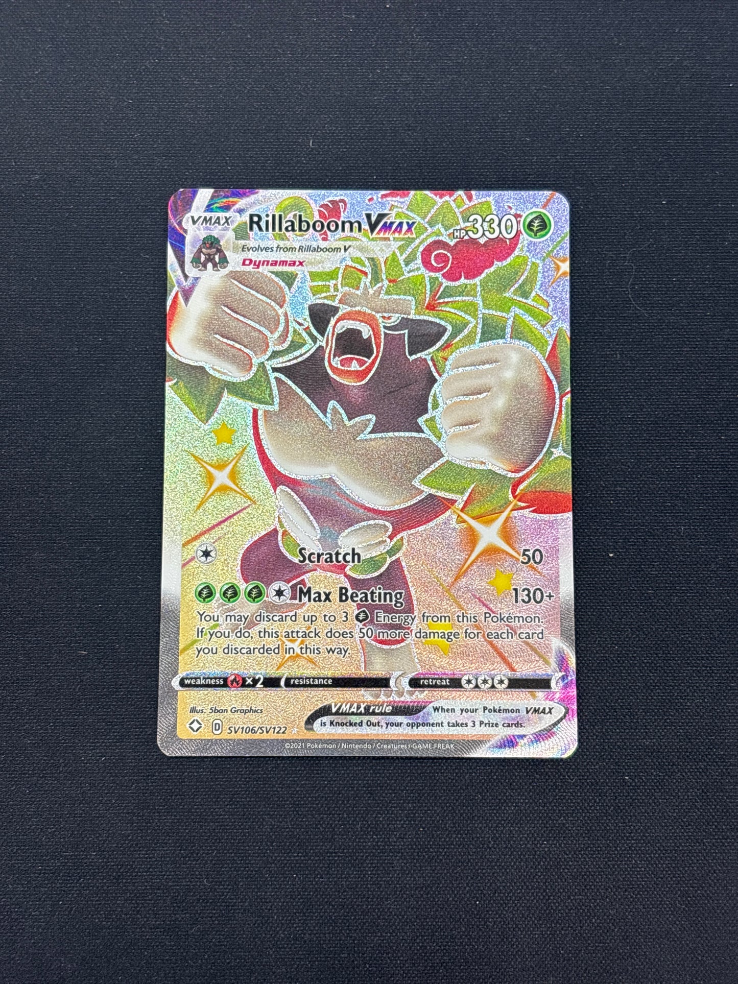 Auction Lot 345: Rillaboom VMAX Shiny Full Art Card Conditions Vary