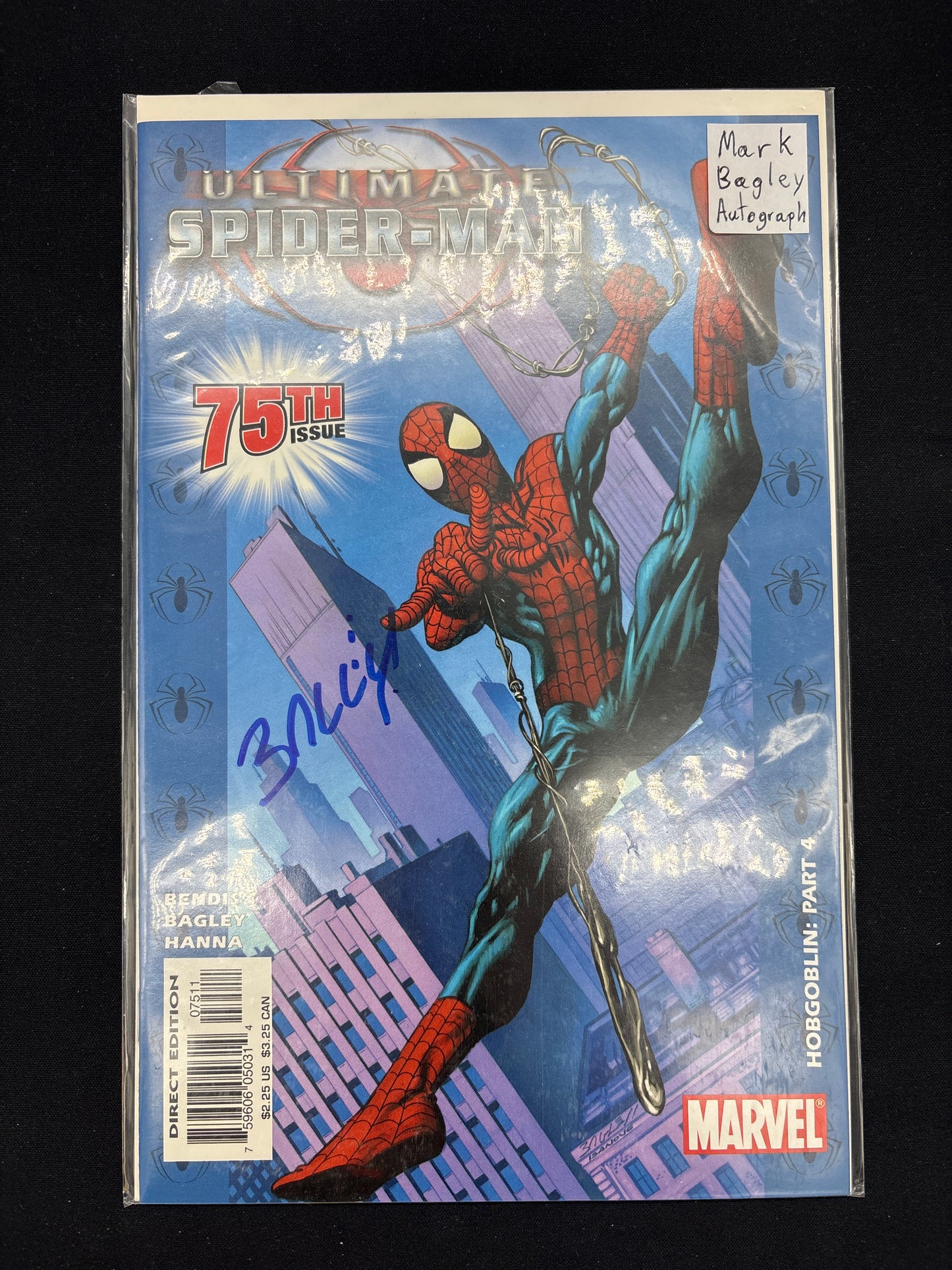Auction Lot 131: Ultimate Spider-Man 75th Issue Mark Bagley Autograph Marvel Comic Book