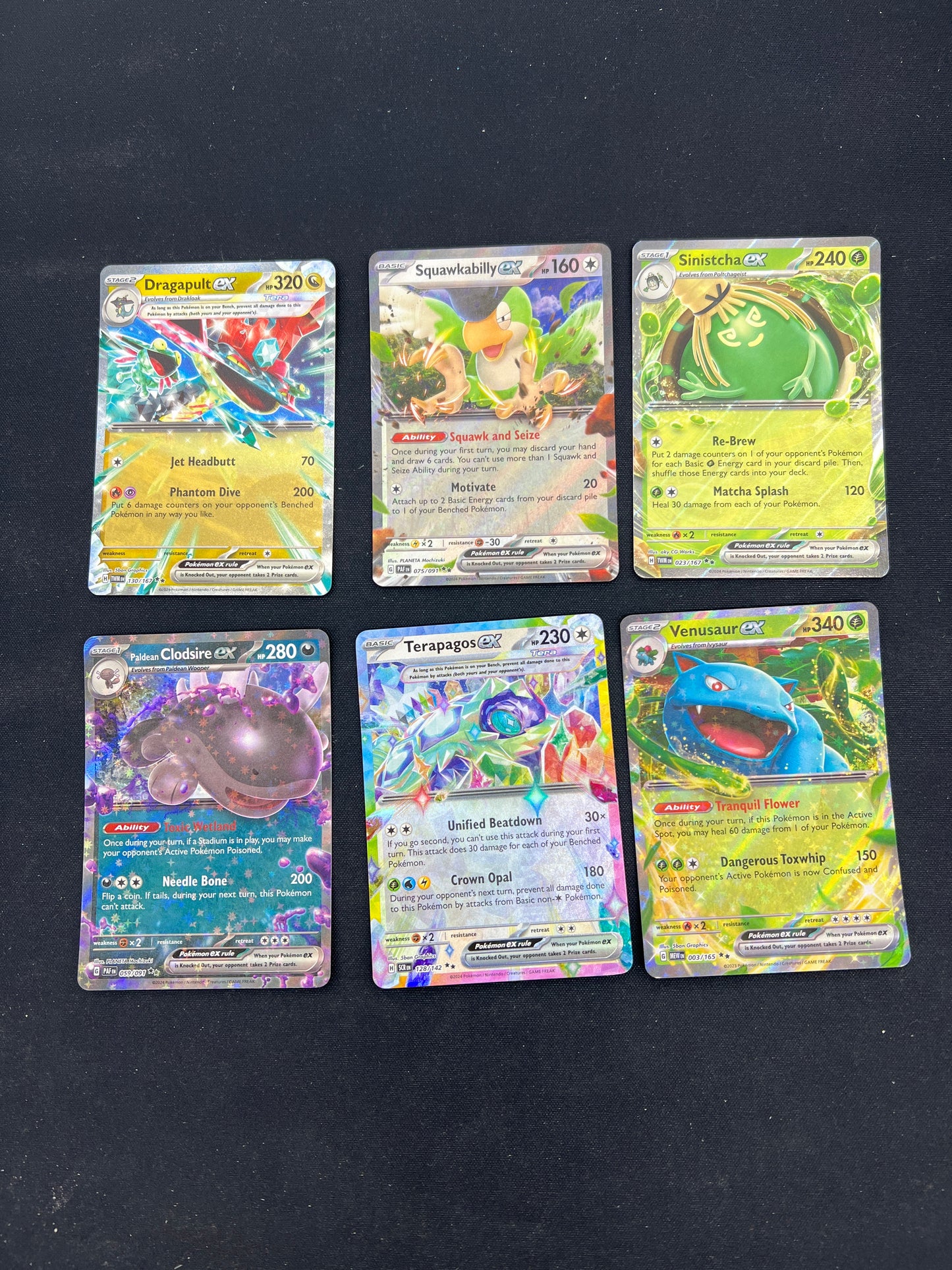 Auction Lot 181: Pokemon Cards Lot of 6 Assorted EX Ultra Rares SV Conditions Vary