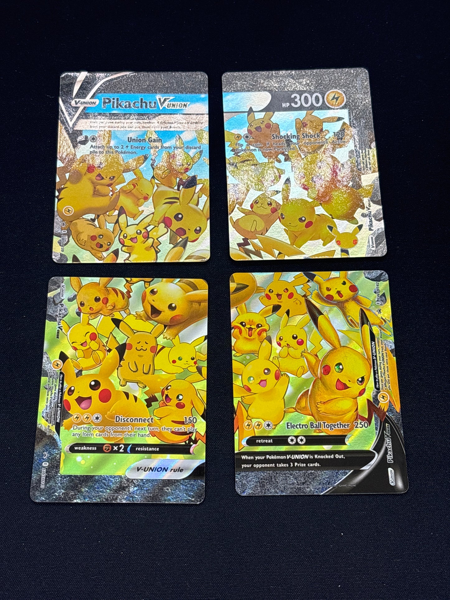 Auction Lot 252: Pokemon Cards Pikachu V-Union Set of 4 Celebrations Conditions Vary