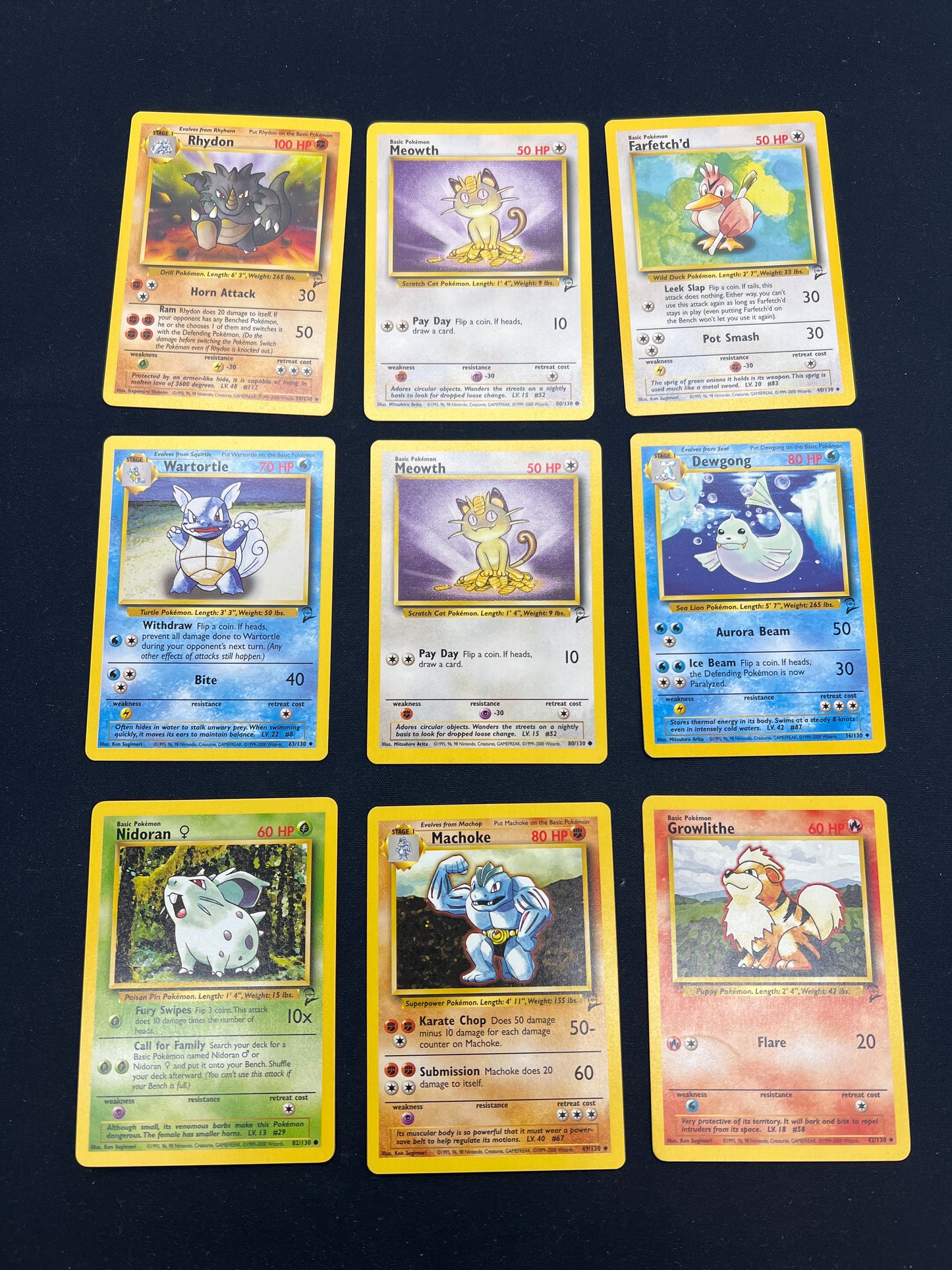 Auction Lot 165: Pokemon Cards Lot of 9 WOTC Base Set Commons Uncommons Conditions Vary