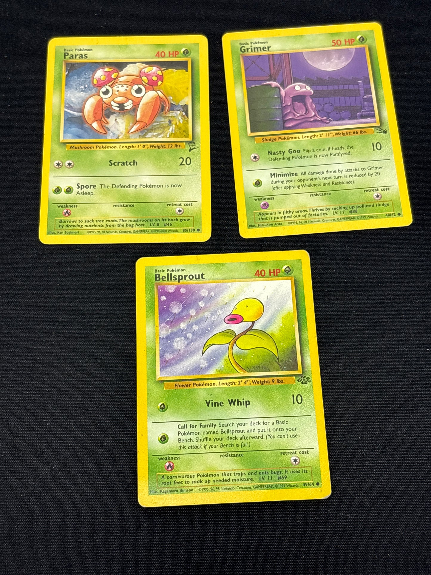 Auction Lot 497: Pokemon Cards Lot of 3 Grass Type WOTC Commons Condition Vary