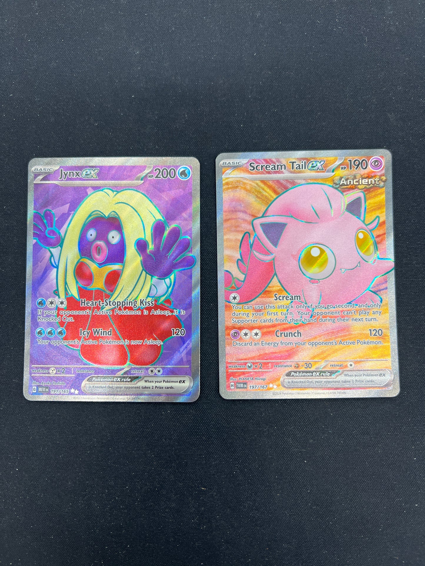 Auction Lot 308: Pokemon Cards Lot of 2 Jynx & Scream Tail EX Full Art Ultra Rares Conditions Vary