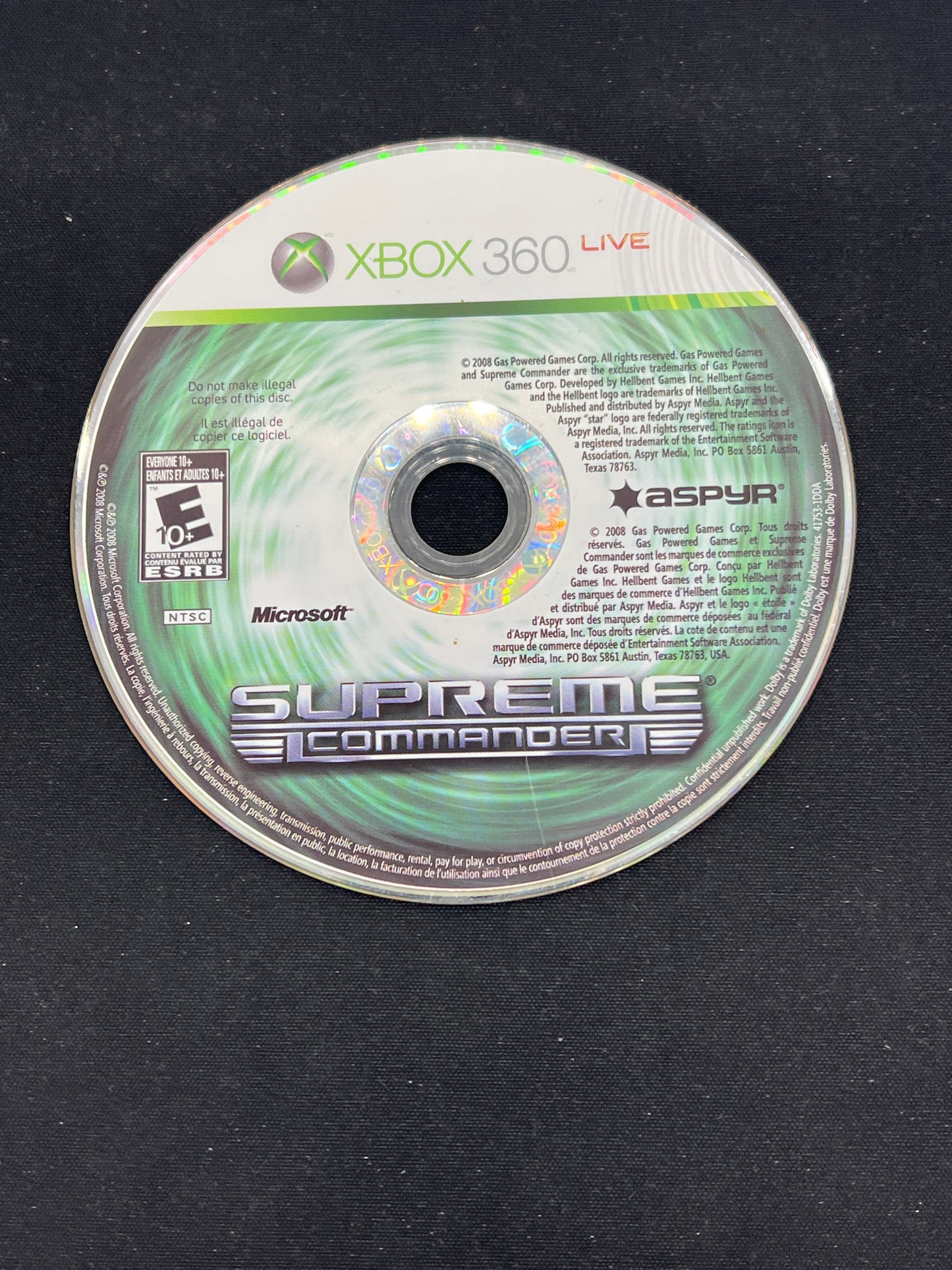 Auction Lot 209: XBOX 360 Supreme Commanders Disc Only