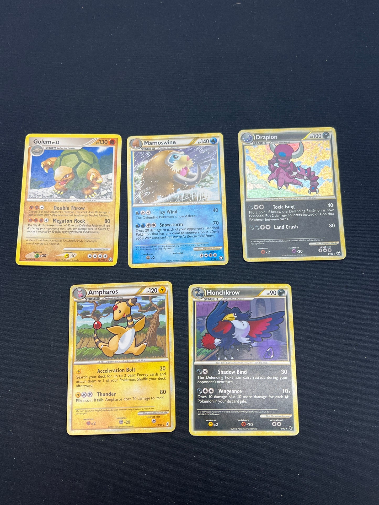 Auction Lot 59: Pokemon Cards Lot of 5 Assorted DP & HGSS Conditions Vary