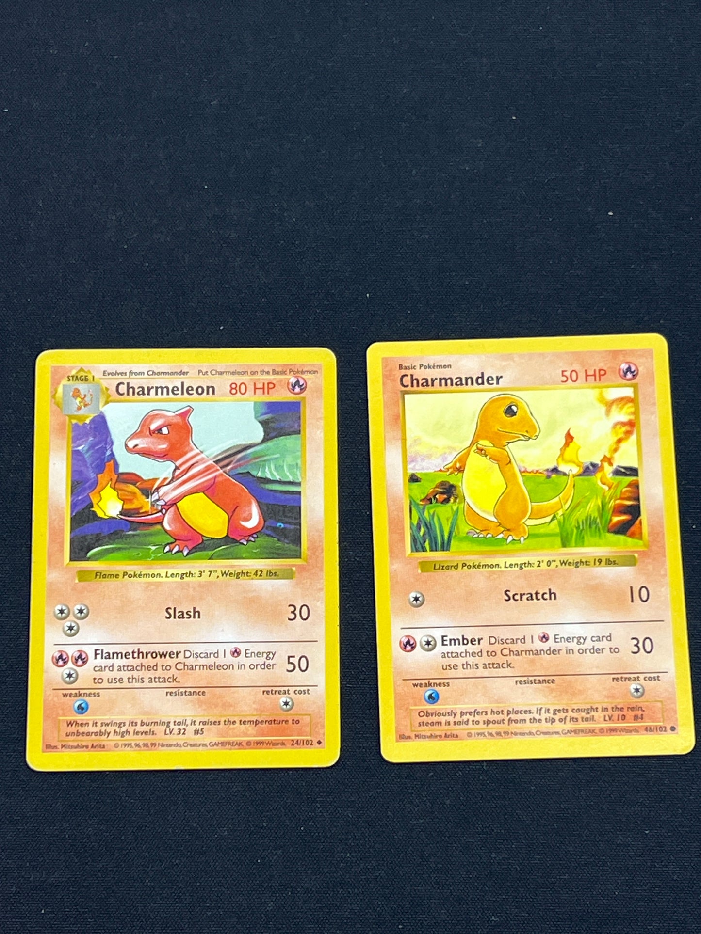 Auction Lot 27: Pokemon Cards Lot of 2 Charmeleon & Charmander Shadowless Base Set Conditions Vary