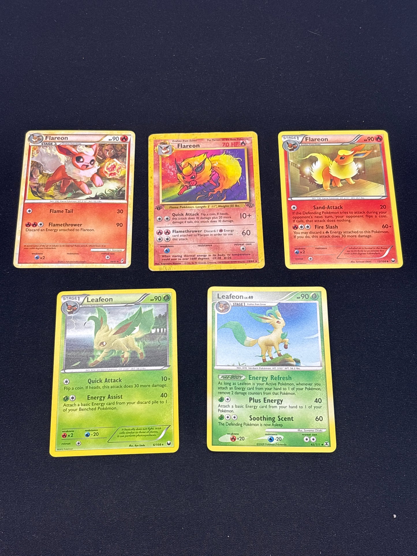 Auction Lot 49: Pokemon Cards Lot of 5 Assorted Flareon & Leafeon Conditions Vary