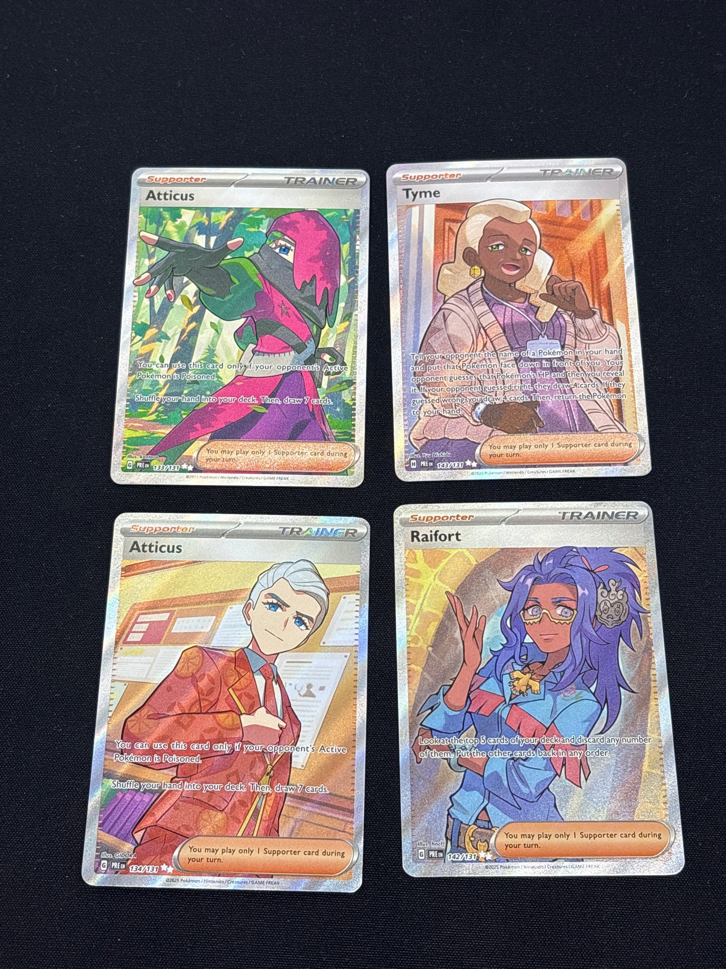 Auction Lot 340: Pokemon Cards Lot of 4 Prismatic Evolutions Full Art Trainers Conditions Vary