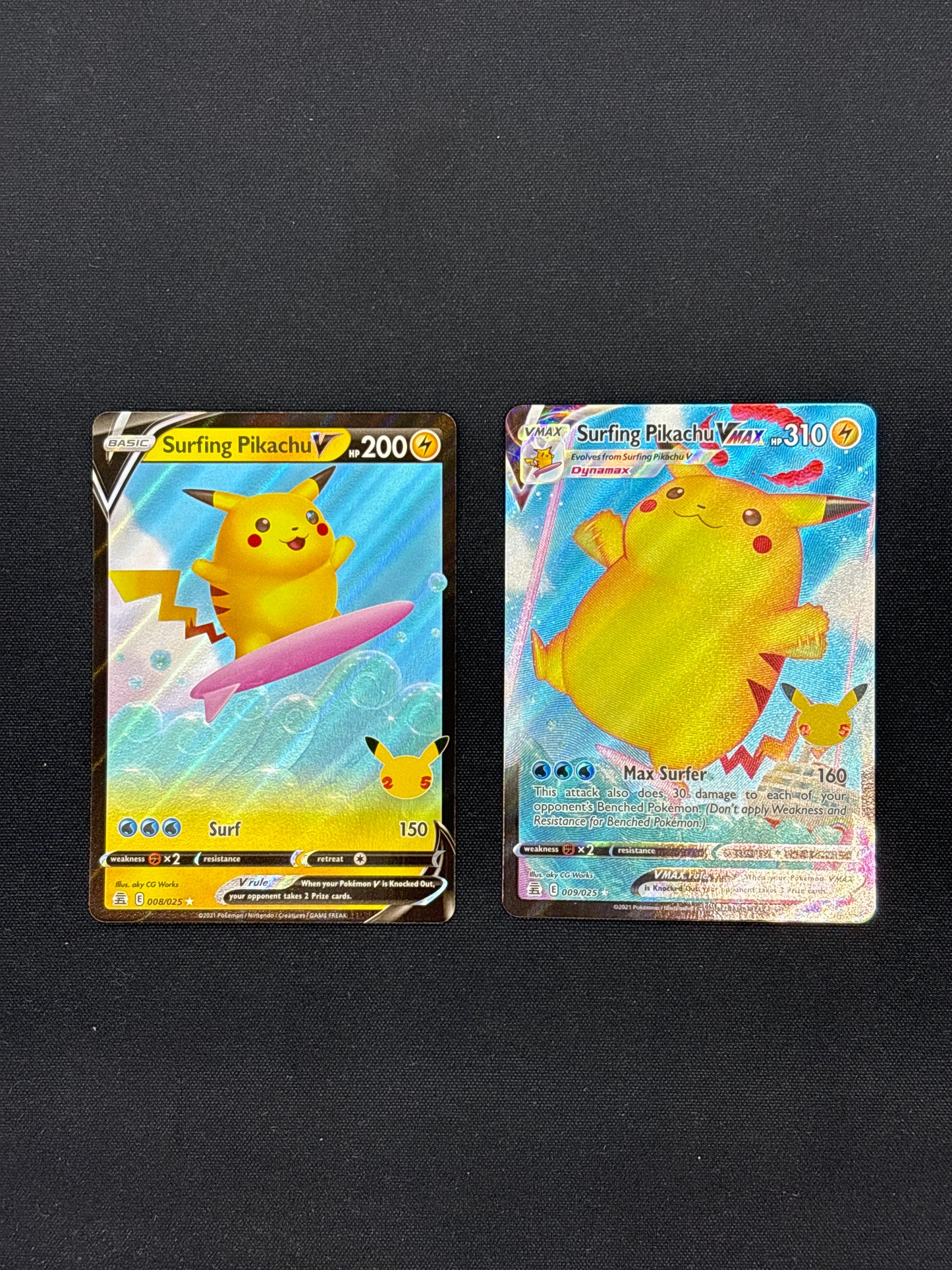 Auction Lot 207: Surfing Pikachu Celebrations Card Lot Conditions Vary