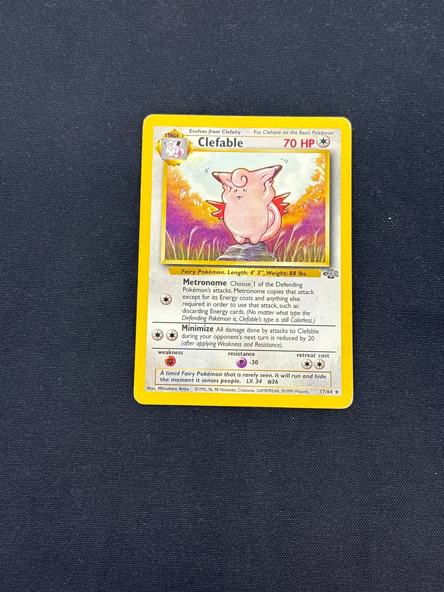 Auction Lot 10: Clefable Non Holo Rare Pokemon WOTC Jungle Card Conditions Vary