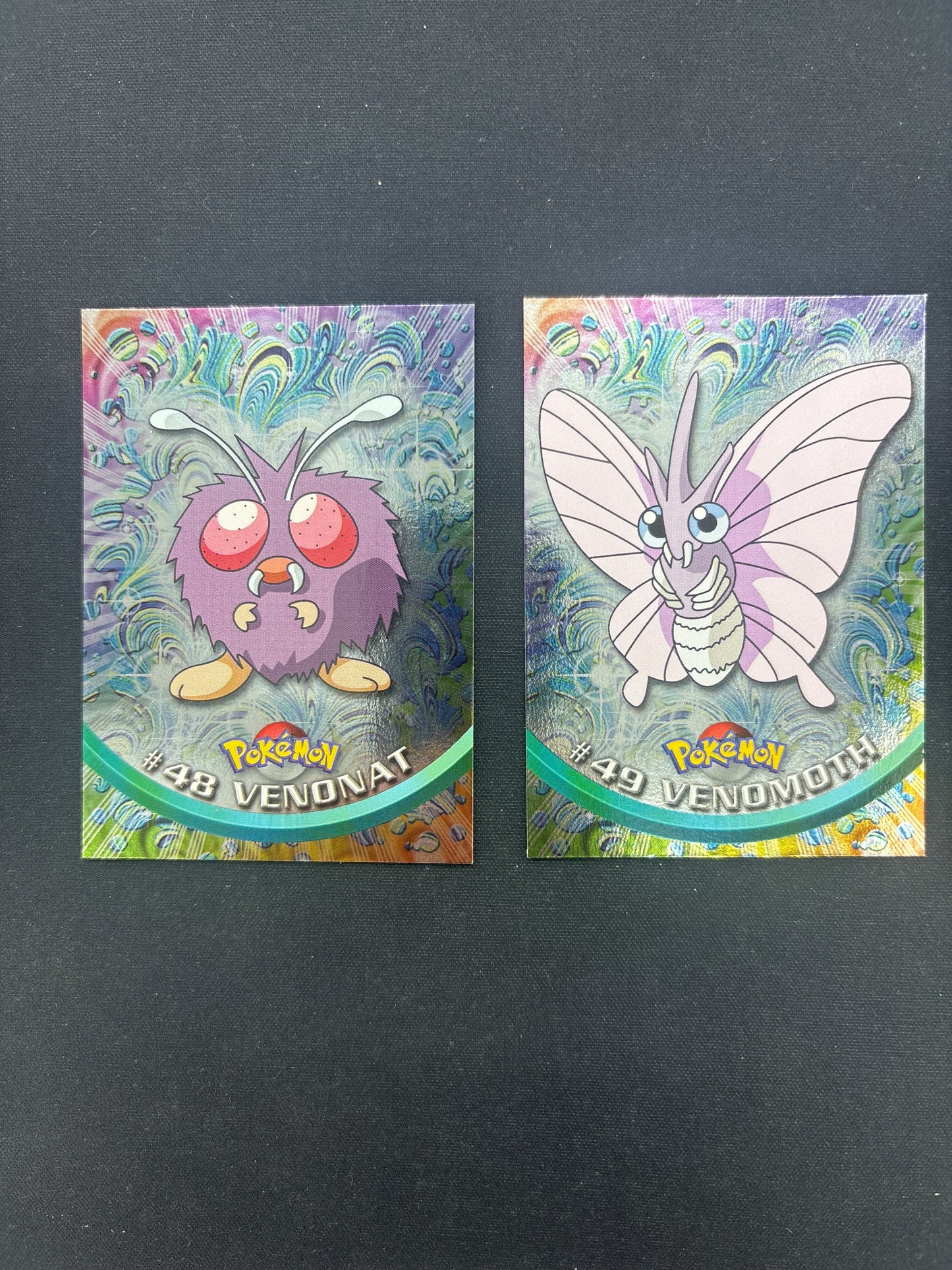 Auction Lot 67: Pokemon Cards Lot of 2 Venonat & Venomoth Topps Rainbow Foil Conditions Vary