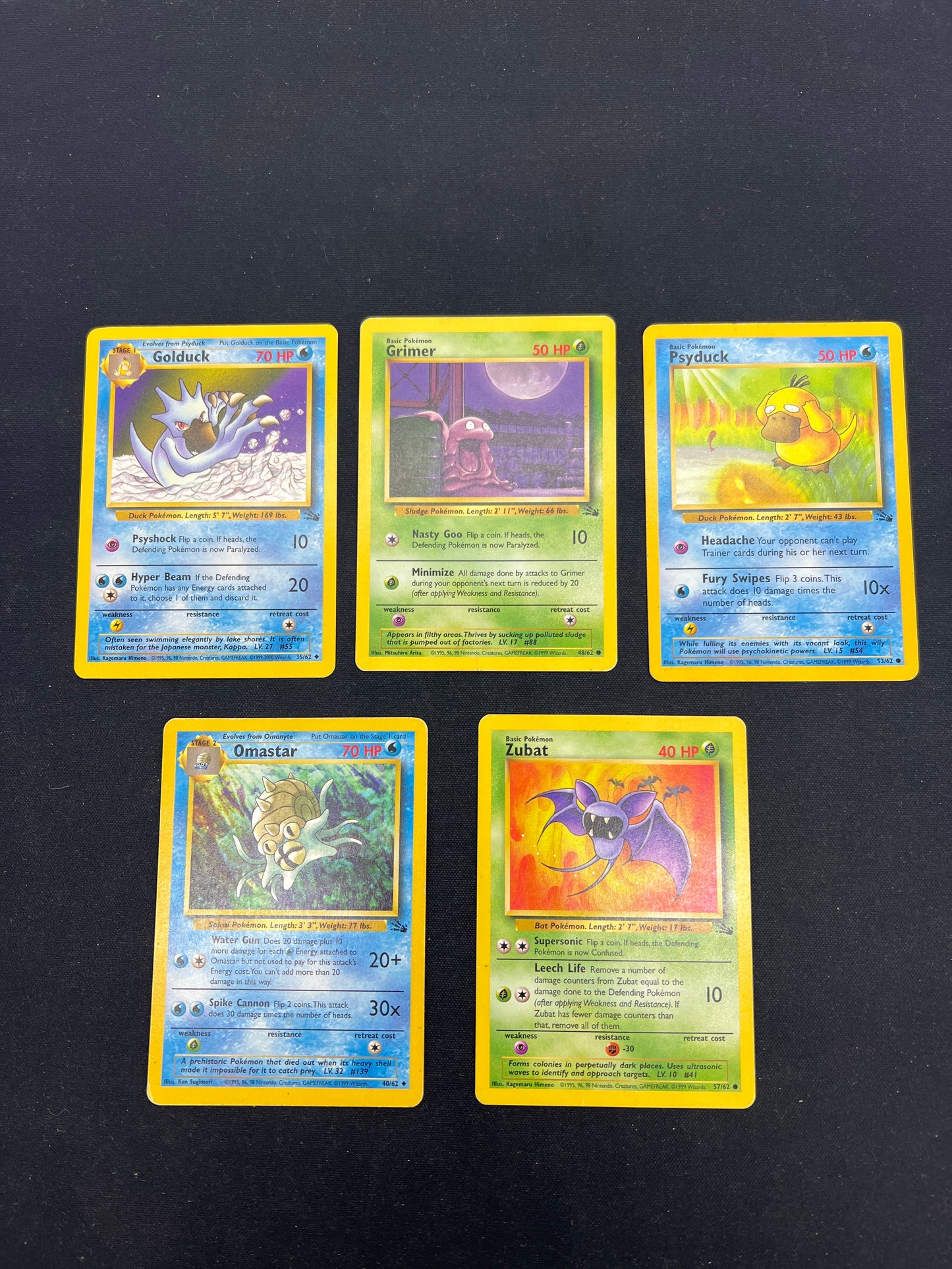 Auction Lot 324: Pokemon Cards Assorted Lot of 5 WOTC Fossil Commons Uncommons Conditions Vary