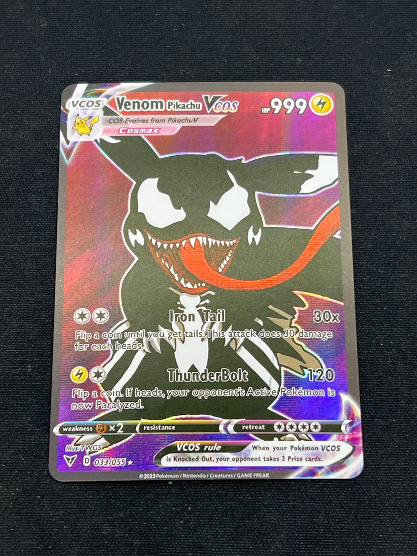 Auction Lot 321: Pokemon Cards CUSTOM Venom Pikachu VMAX Card