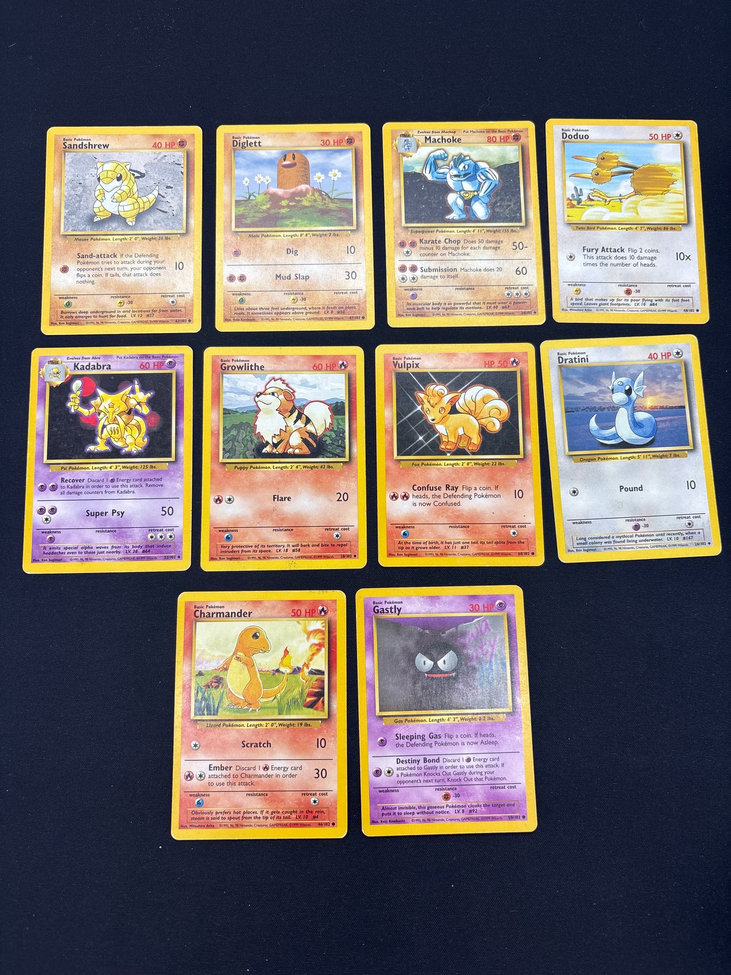 Auction Lot 259: Pokemon Cards Lot of 10 Assorted Base Set Conditions Vary