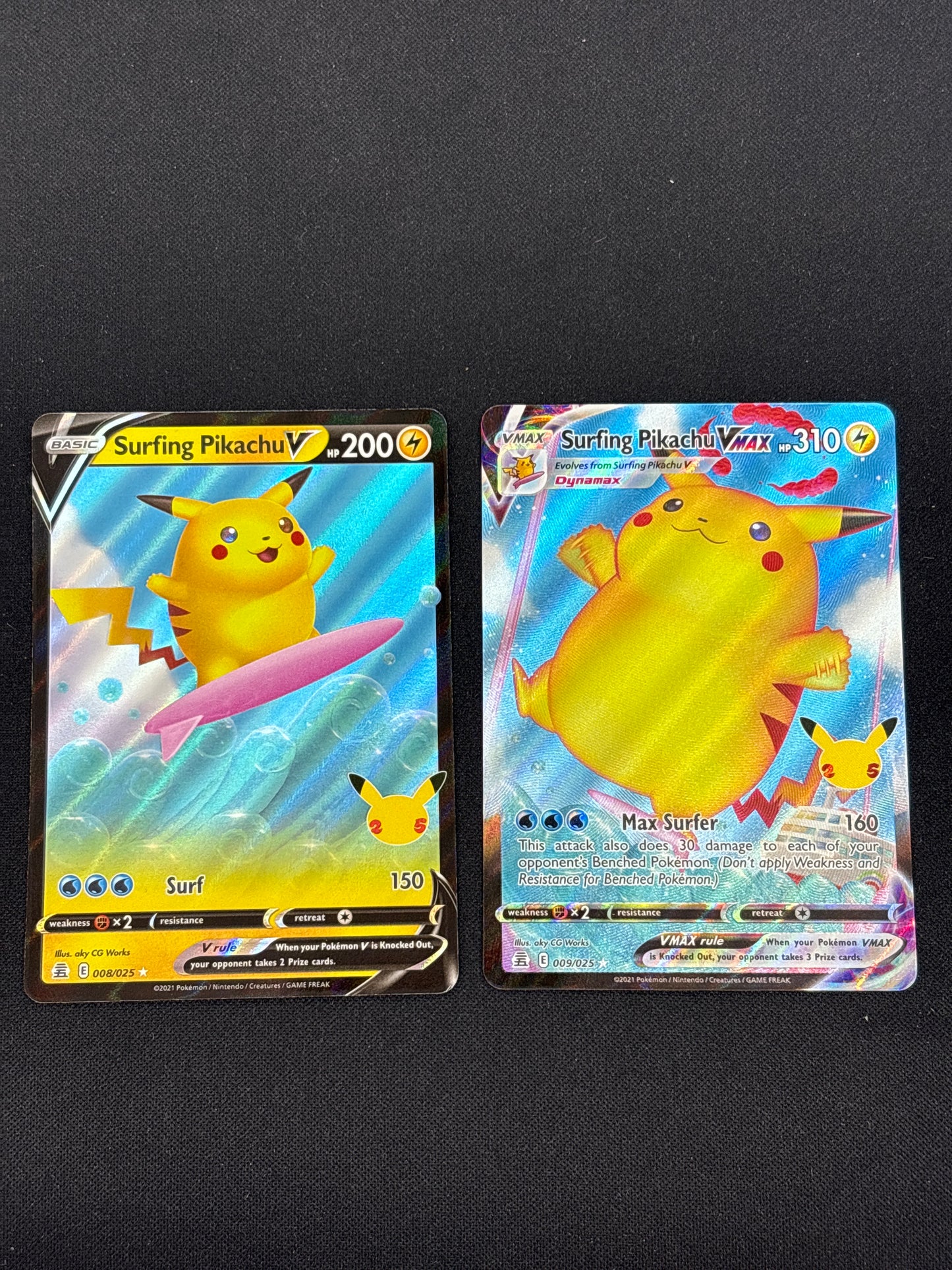 Auction Lot 165: Surfing Pikachu Lot Pokemon Celebrations Card Conditions Vary