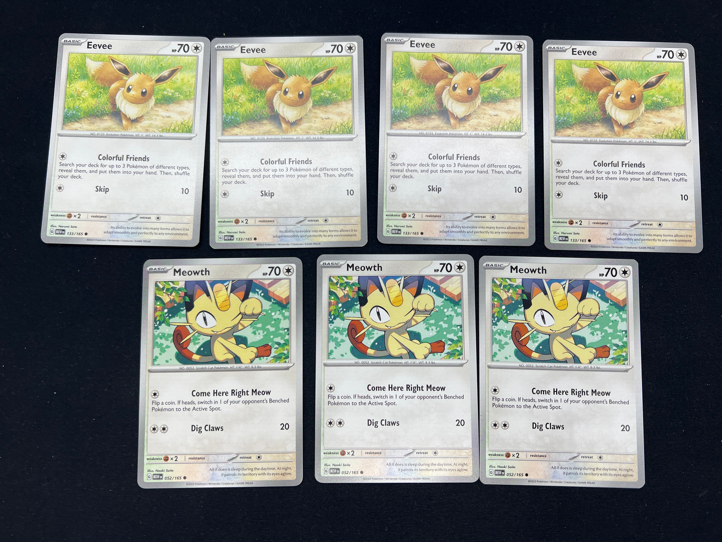 Auction Lot 172: Pokemon Cards Lot of 7 Eevee Meowth Commons Conditions Vary