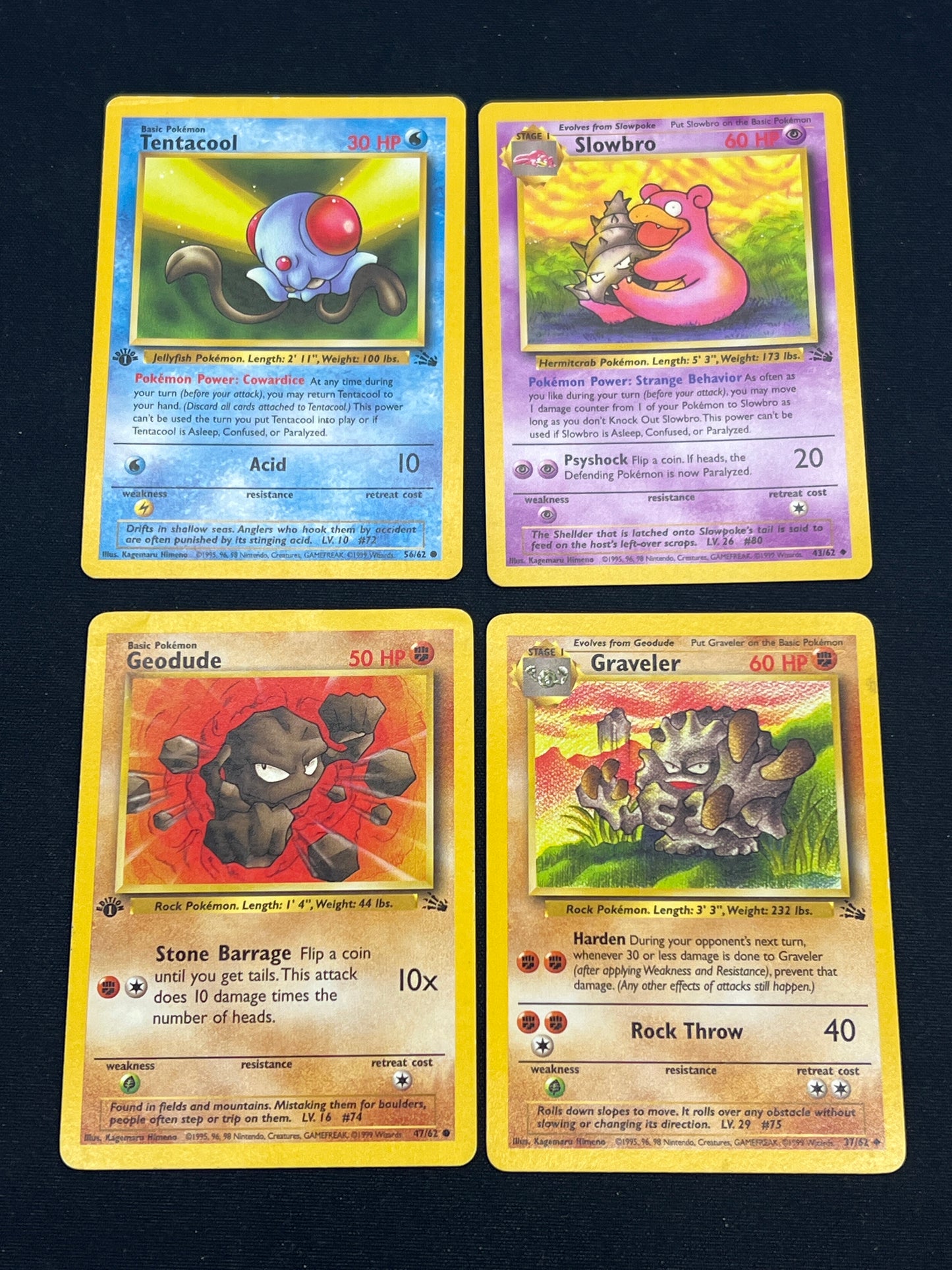 Auction Lot 316: Pokemon Cards Assoreted Lot of 4 1st Edition & Unlimited Fossil Commons Uncommons Conditions Vary