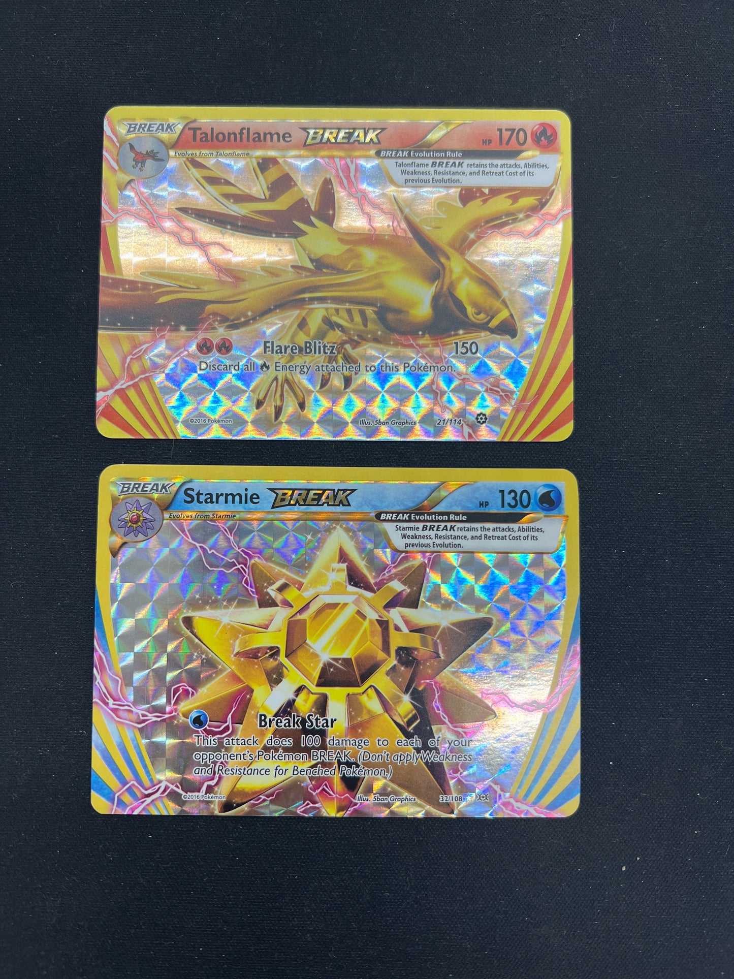 Auction Lot 79: Pokemon Cards Lot of 2 Talonflame Starmie Break Holos Conditions Vary