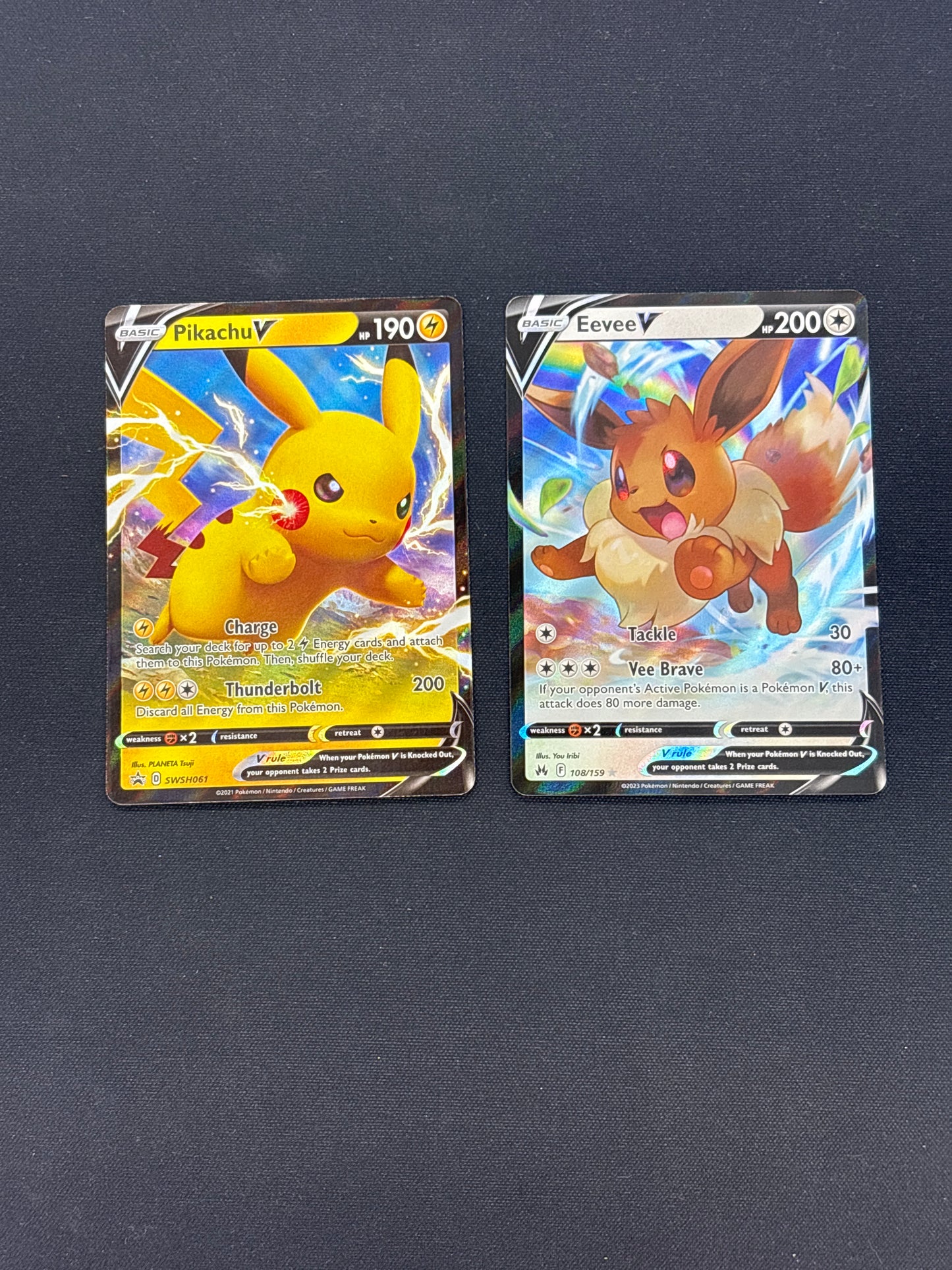 Auction Lot 199: Pokemon Pikachu and Eevee V Full Art Card Lot Conditions Vary