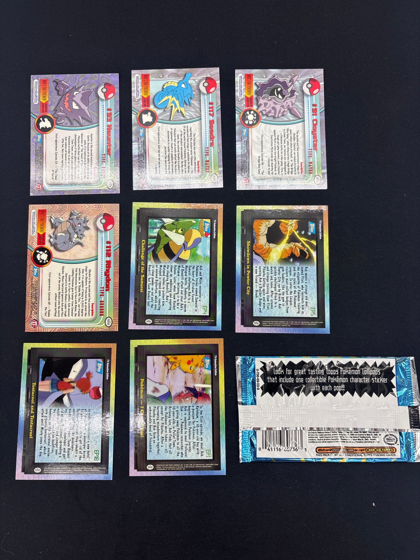 Auction Lot 224: Pokemon Cards Lot of 8 Topps 1999 Series 2 Conditions Vary