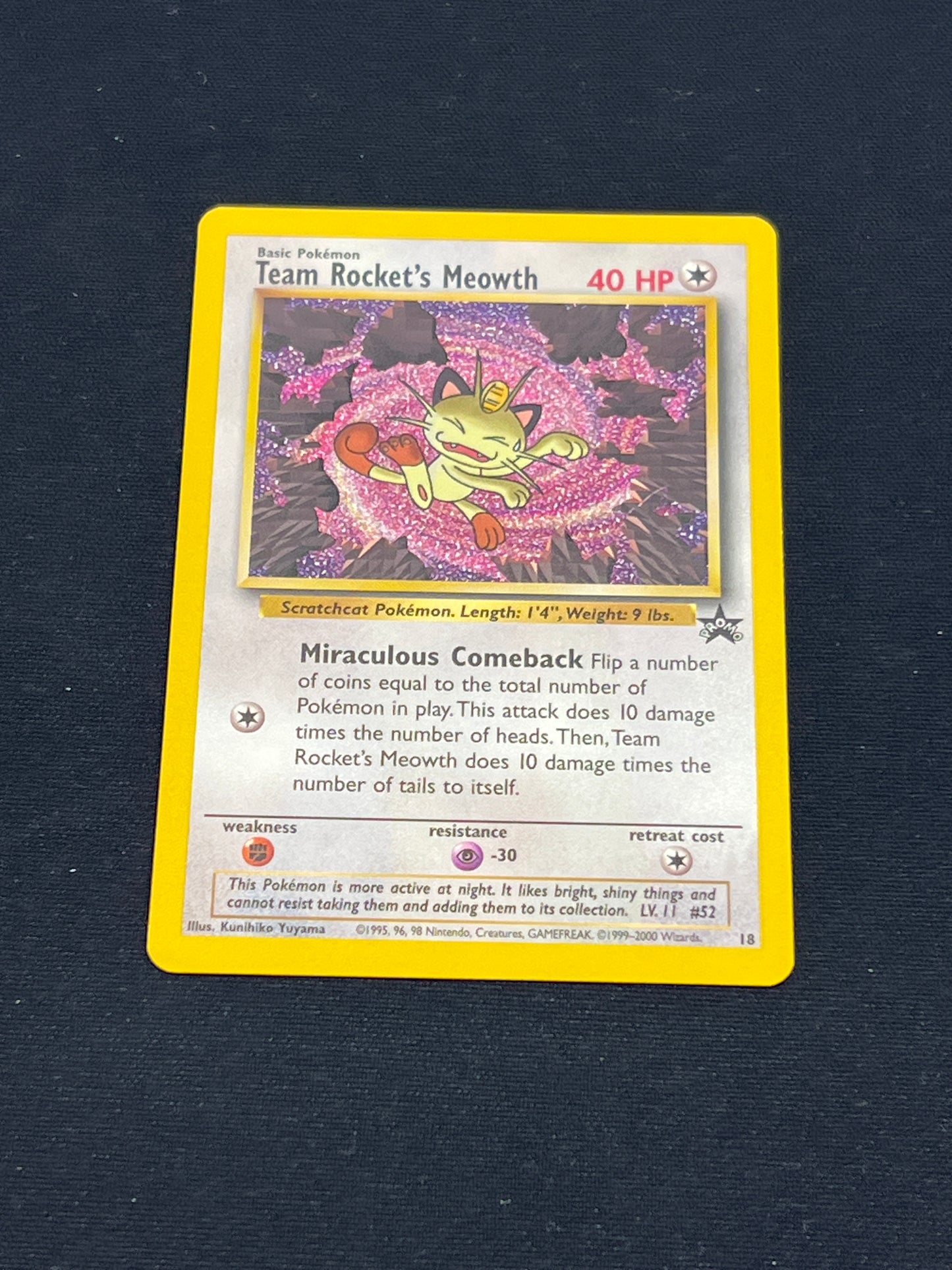 Auction Lot 247: Pokemon Cards Team Rocket's Meowth WOTC Black Star Promo Condition Vary